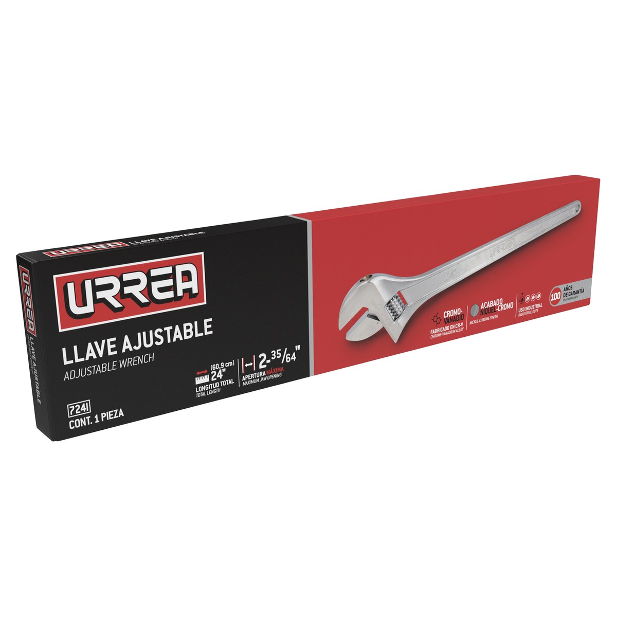 Llave ajustable cromada 24" Urrea - Imagen 2