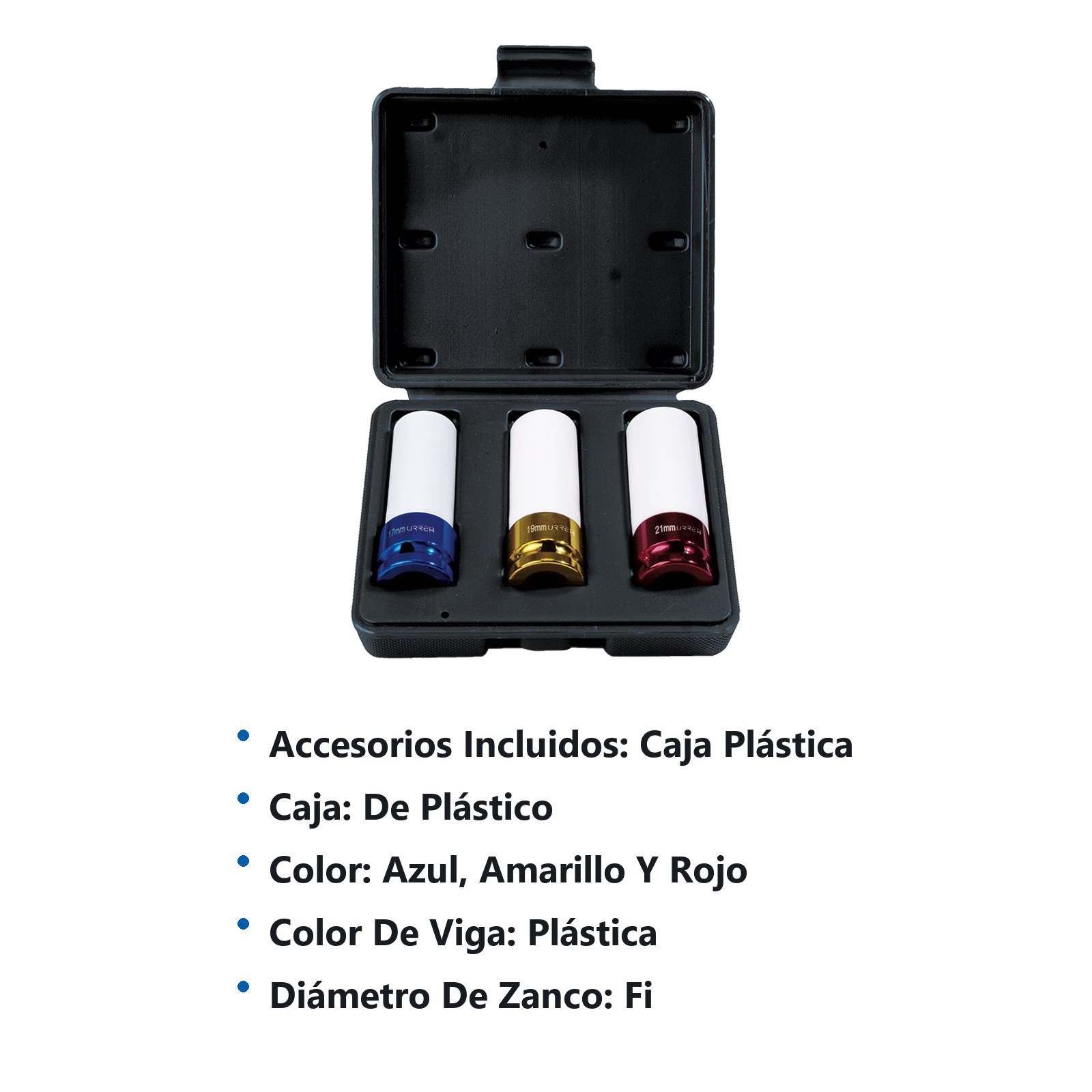 Juego de dados de impacto métricos cuadro de 1/2" con protección Nylamid, 3 piezas Urrea - Imagen 2