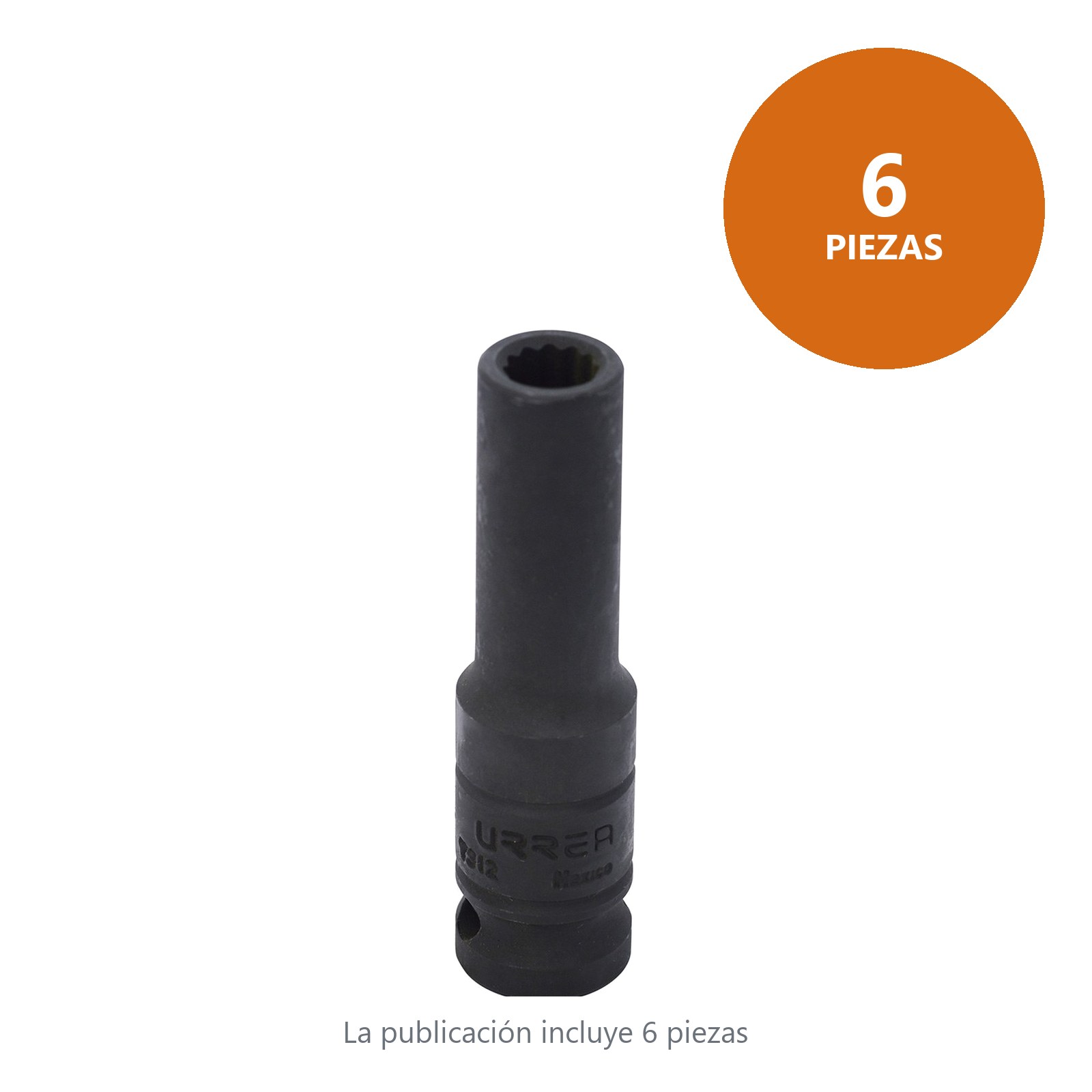 Dado de impacto largo cuadro de 1/2", 12 puntas, en pulgadas, 3/8" Urrea - Imagen 2