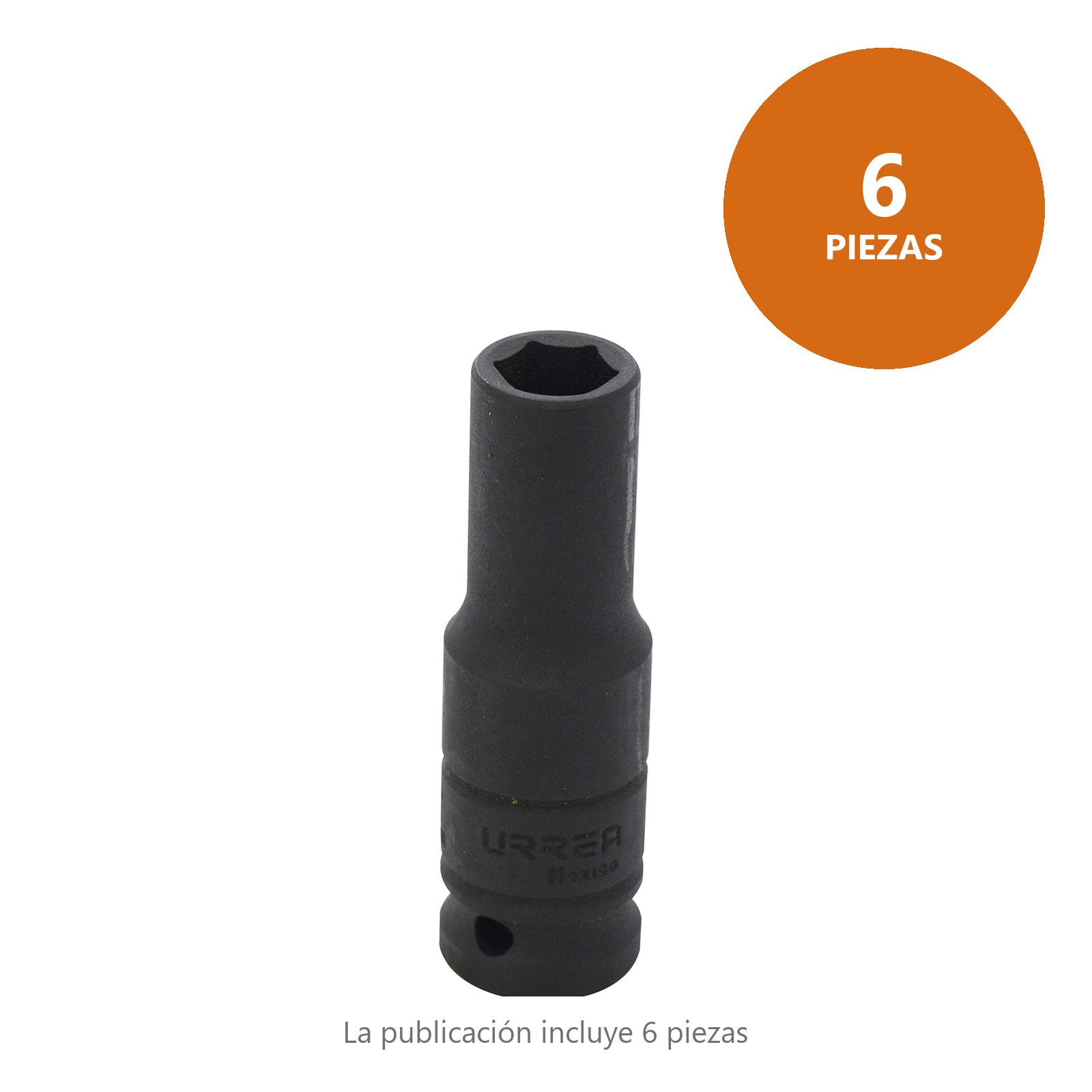 Dado de impacto largo cuadro de 1/2", 6 puntas, en pulgadas, 9/16" Urrea - Imagen 2