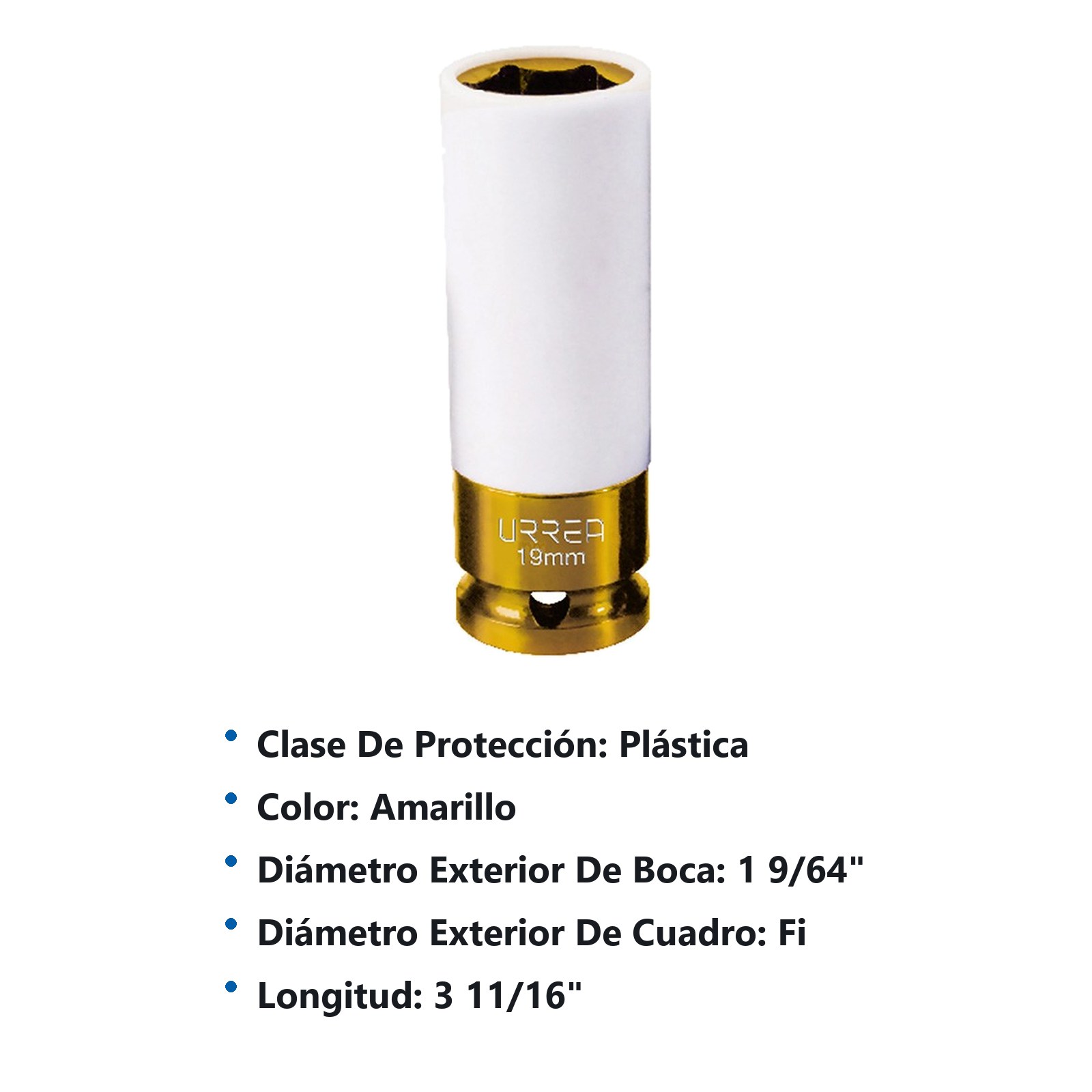 Dado de impacto métrico cuadro de 1/2" con protección Nylamid, 19 mm Urrea - Imagen 2