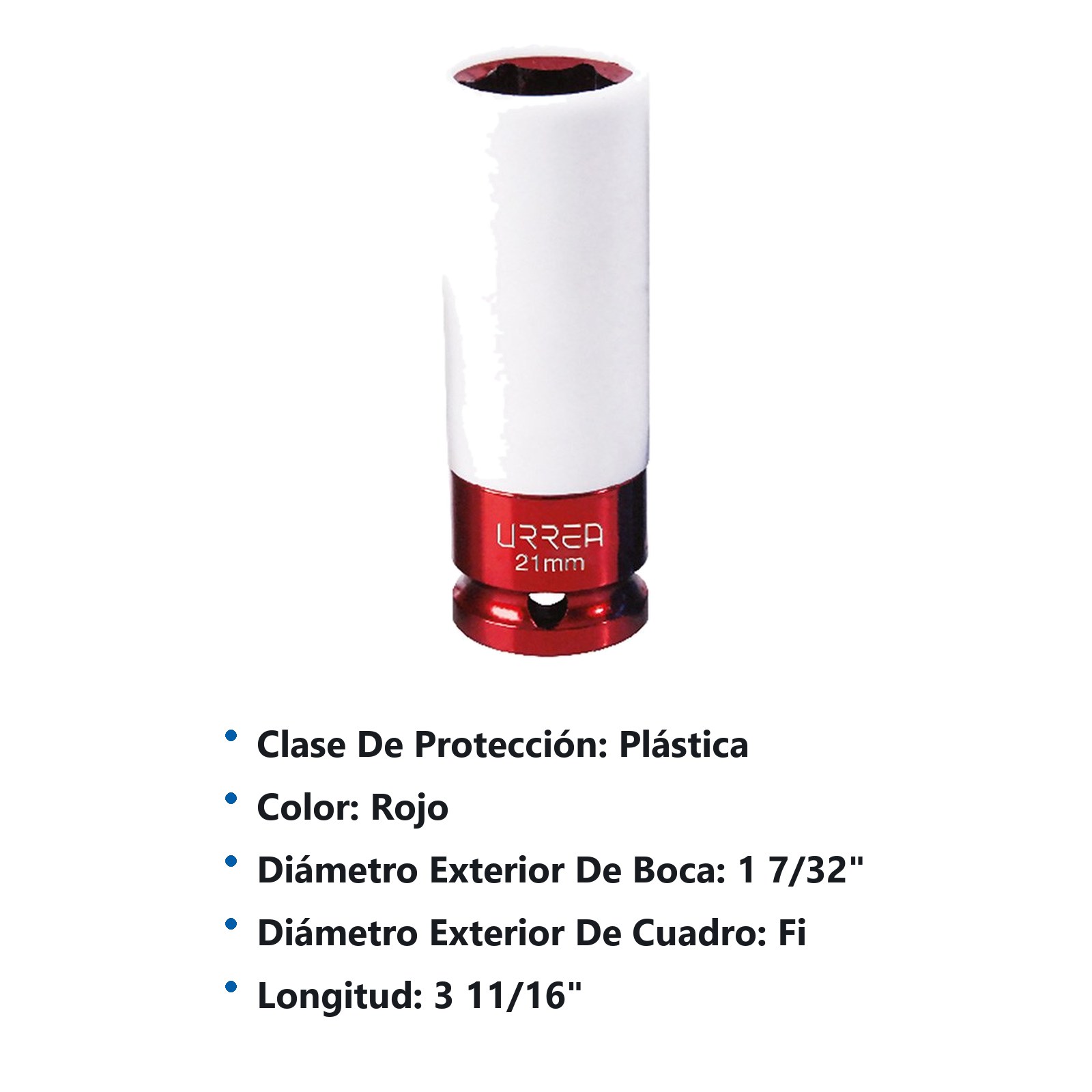 Dado de impacto métrico cuadro de 1/2" con protección Nylamid, 21 mm Urrea - Imagen 2