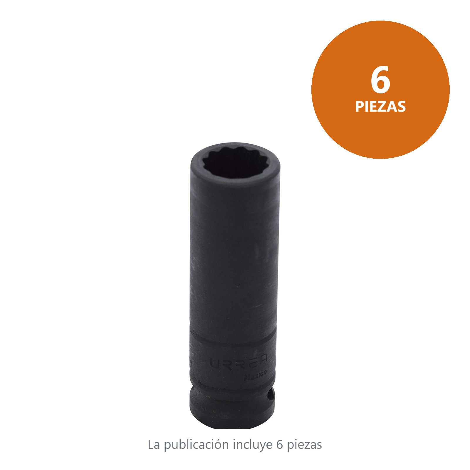Dado de impacto largo cuadro de 1/2", 12 puntas, en pulgadas, 11/16" Urrea - Imagen 2