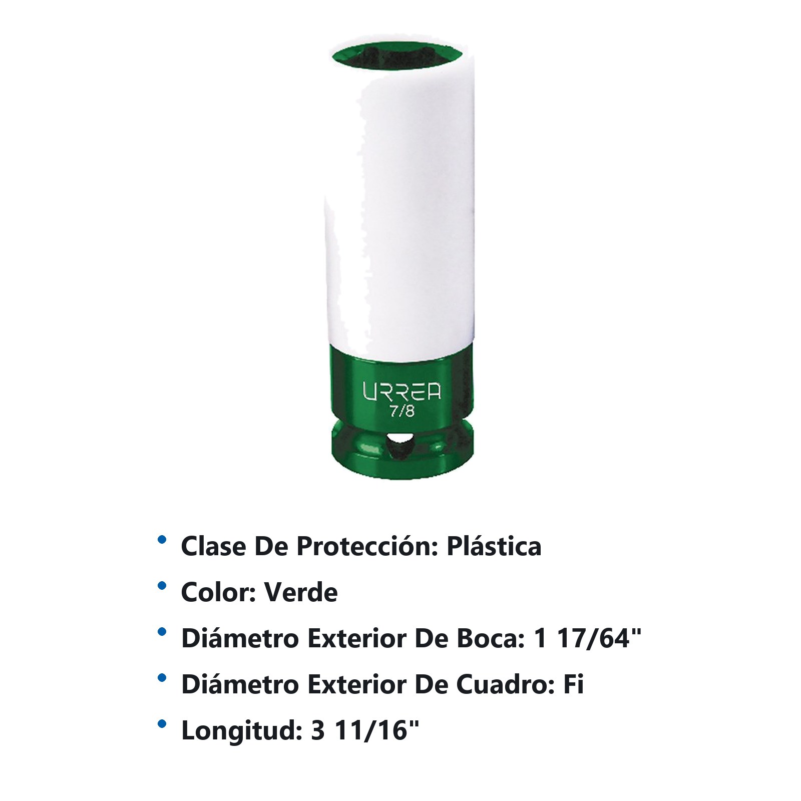 Dado de impacto en pulgadas cuadro de 1/2" con protección Nylamid, 7/8" Urrea - Imagen 2