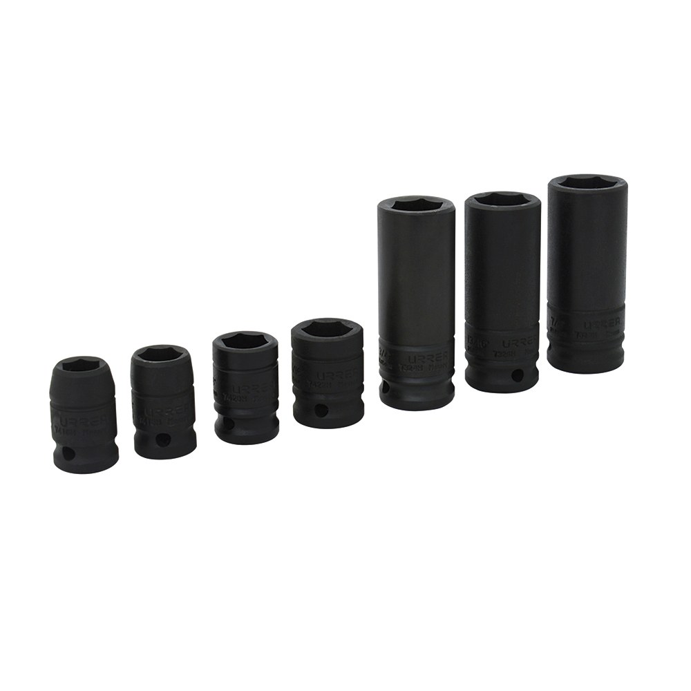 Juego de dados de impacto combinados cuadro de 1/2", 6 puntas, en pulgadas, 7 piezas Urrea