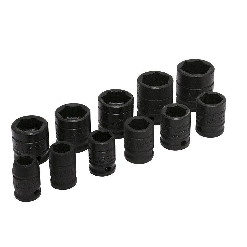 Juego de dados de impacto cuadro de 1/2", 6 puntas, en pulgadas, 11 piezas Urrea