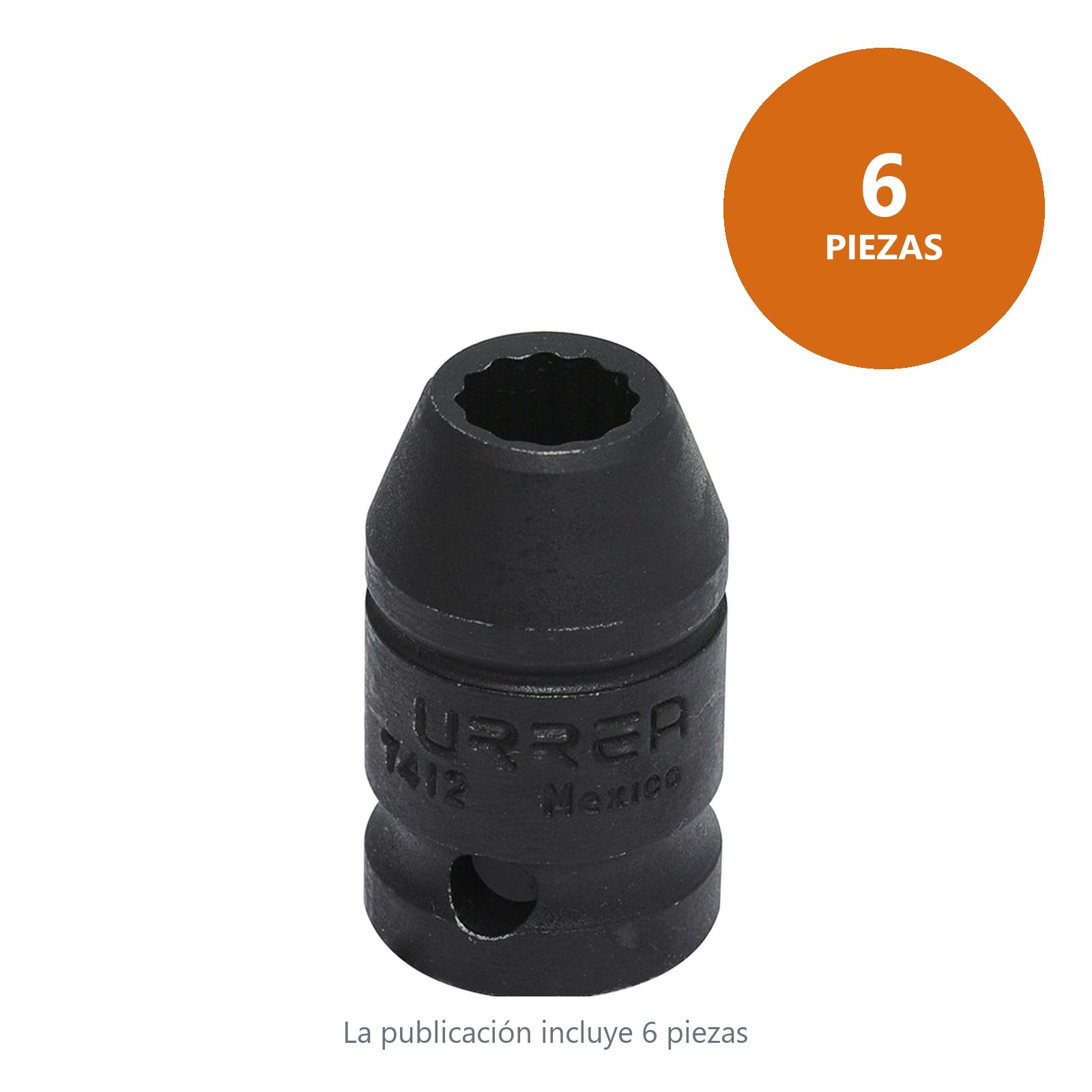 Dado de impacto cuadro de 1/2", 12 puntas, en pulgadas, 3/8" Urrea - Imagen 2
