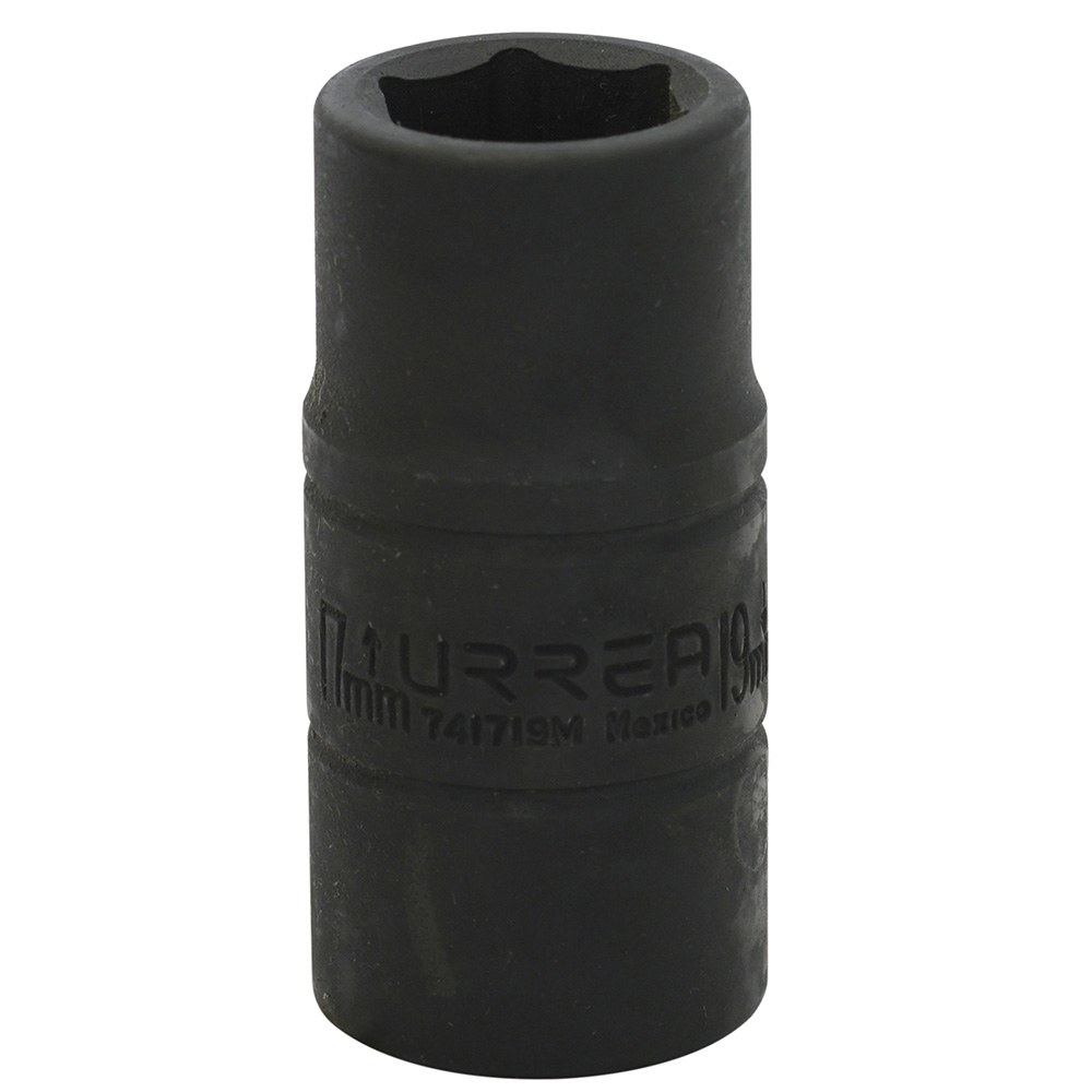 Dado de impacto corto doble boca métrico cuadro de 1/2", 17 x 19 mm Urrea