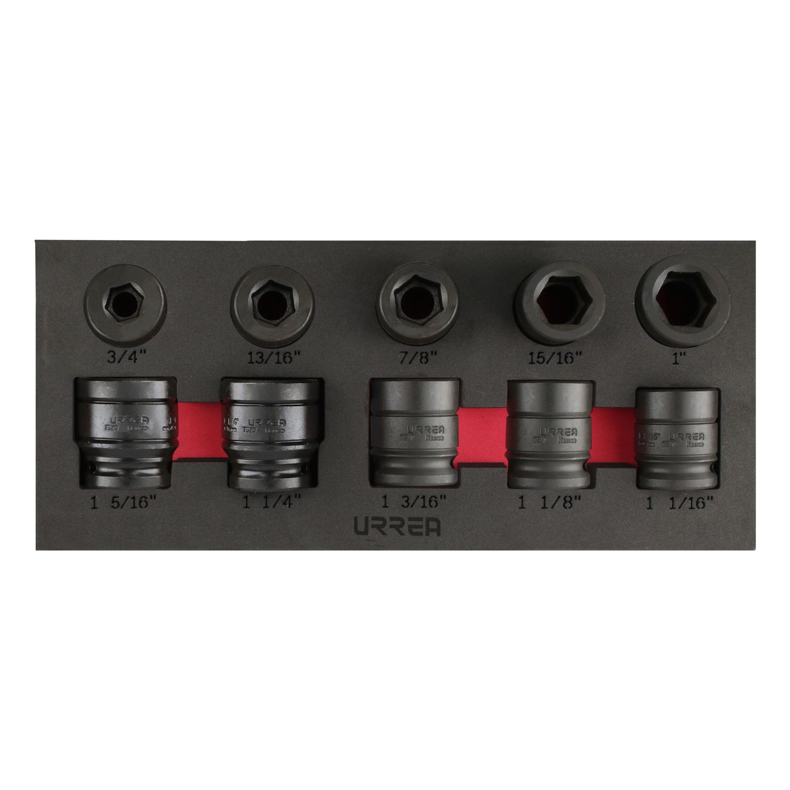 Juego de dados de impacto cuadro de 3/4", 6 puntas, en pulgadas, 10 piezas Urrea - Imagen 4