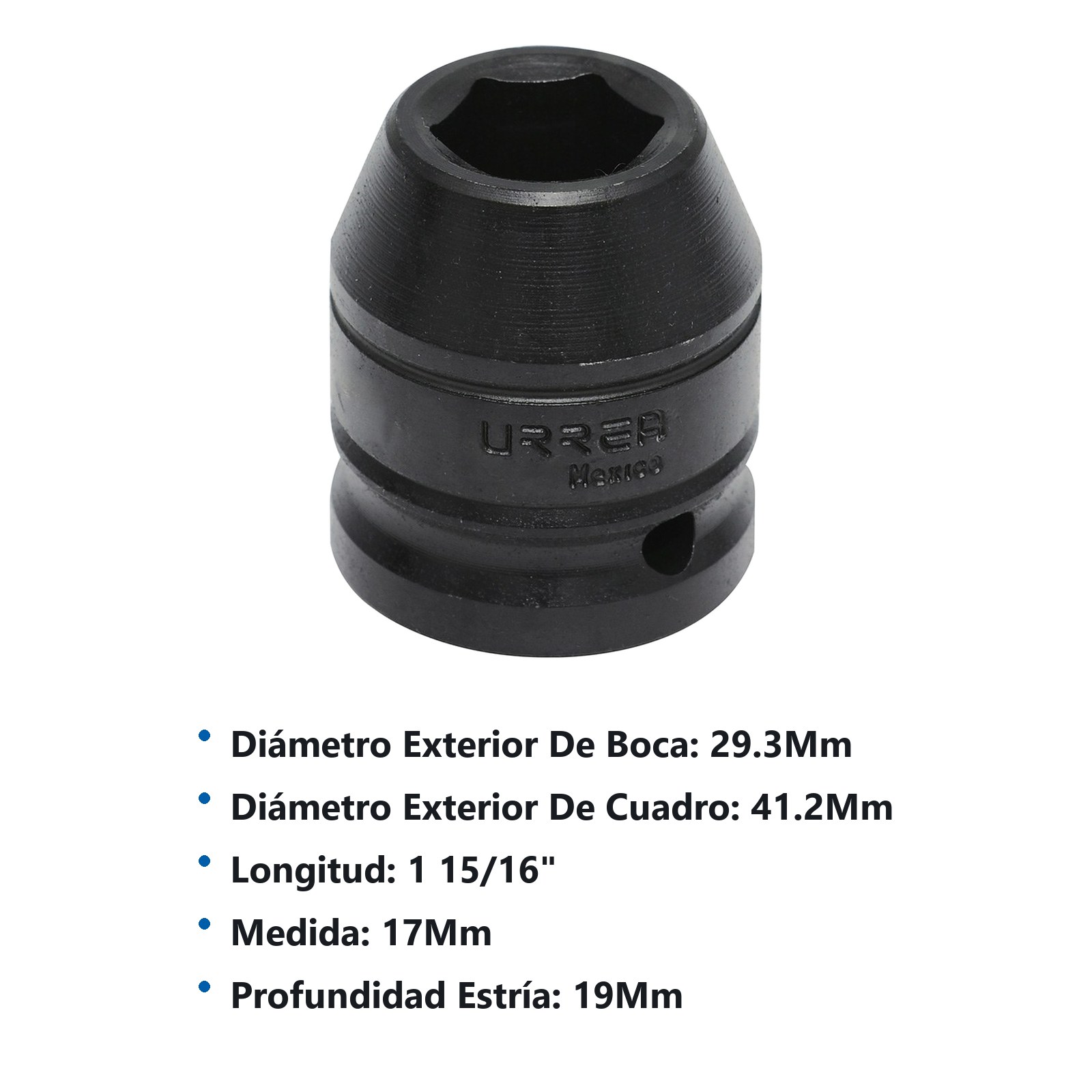 Dado de impacto cuadro de 3/4", 6 puntas, métrico, 17 mm Urrea - Imagen 2
