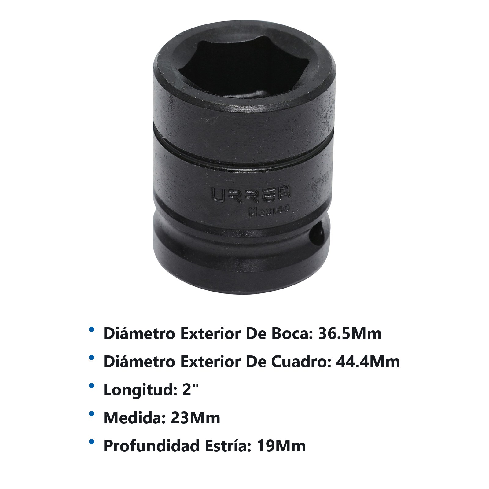 Dado de impacto cuadro de 3/4", 6 puntas, métrico, 23 mm Urrea - Imagen 2