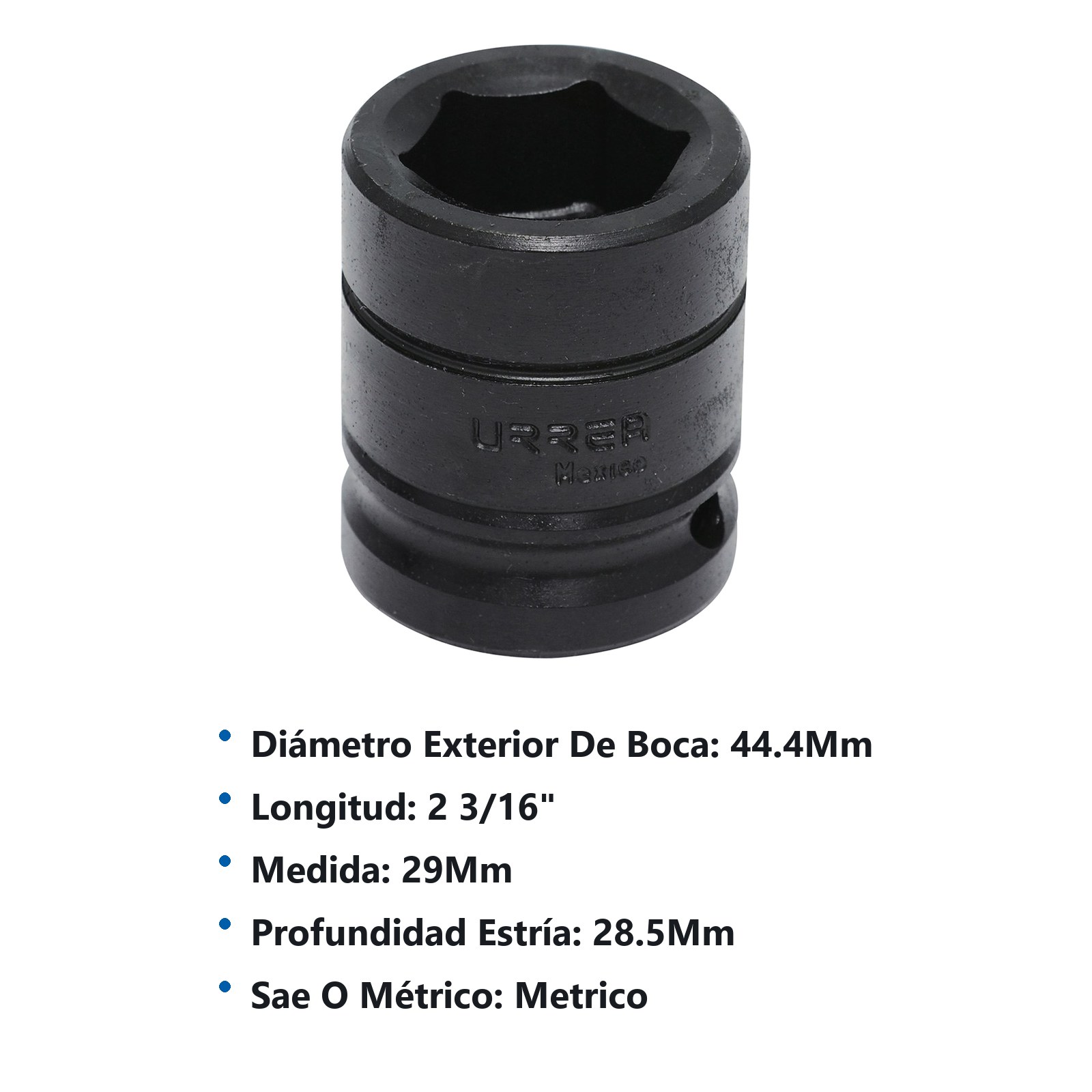 Dado de impacto cuadro de 3/4", 6 puntas, métrico, 29 mm Urrea - Imagen 2