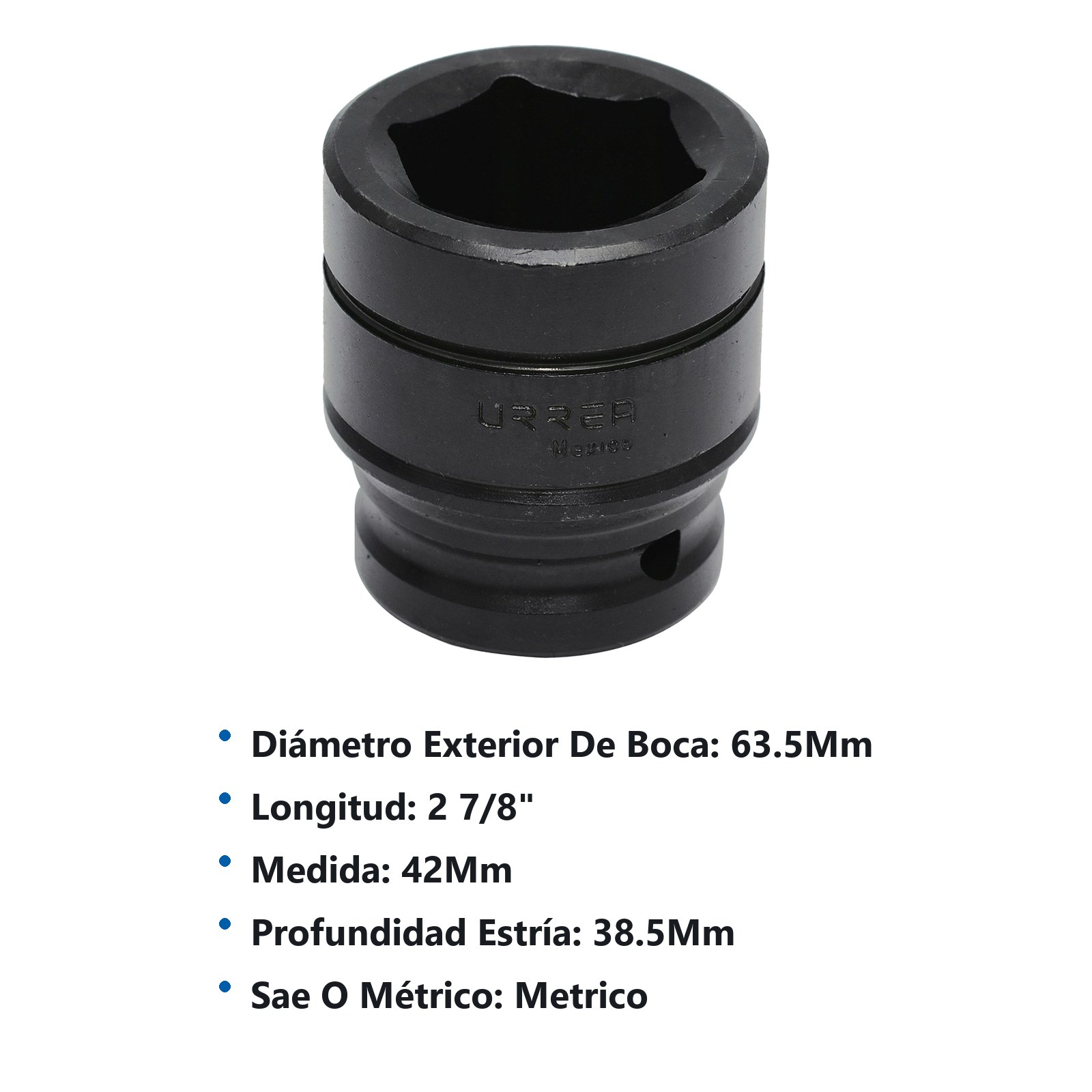 Dado de impacto cuadro de 3/4", 6 puntas, métrico, 42 mm Urrea - Imagen 2