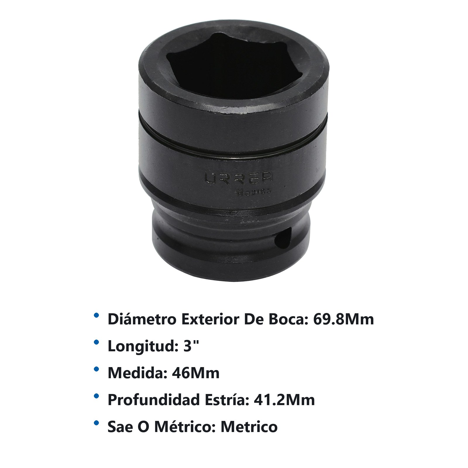 Dado de impacto cuadro de 3/4", 6 puntas, métrico, 46 mm Urrea - Imagen 2