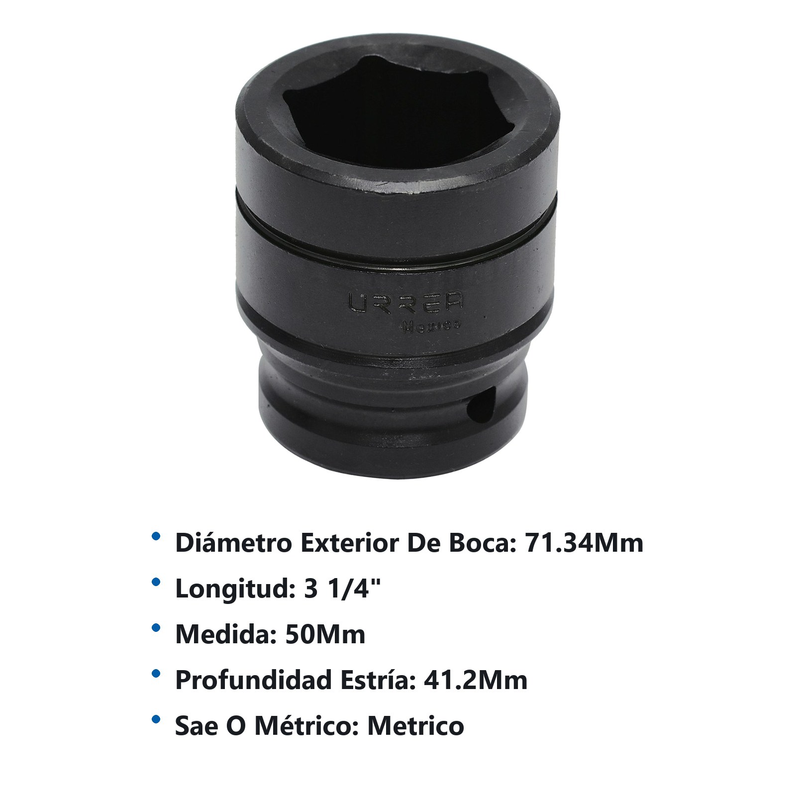 Dado de impacto cuadro de 3/4", 6 puntas, métrico, 50 mm Urrea - Imagen 2