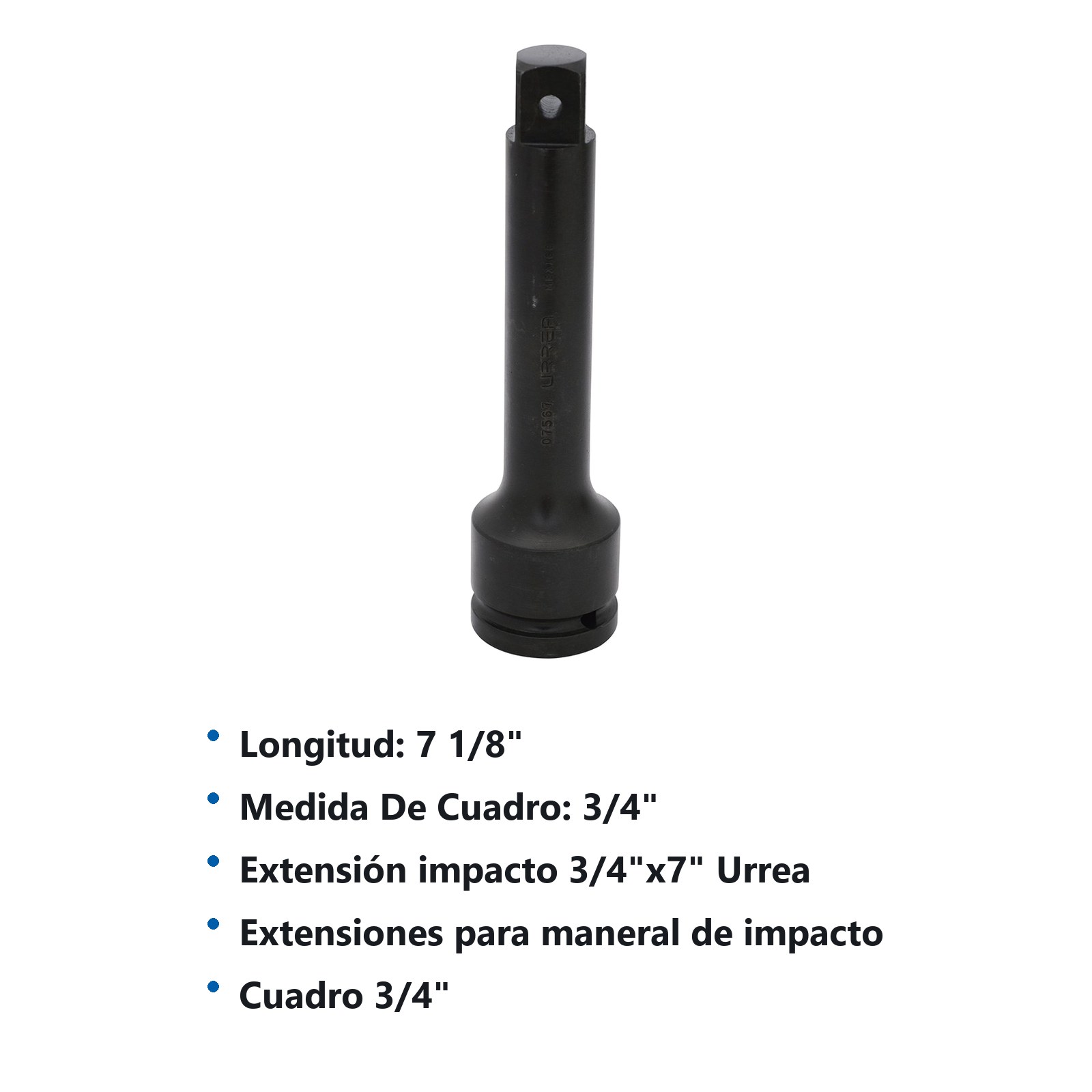 Extensión con barreno pasado para dado de impacto cuadro de 3/4", 7" Urrea - Imagen 2