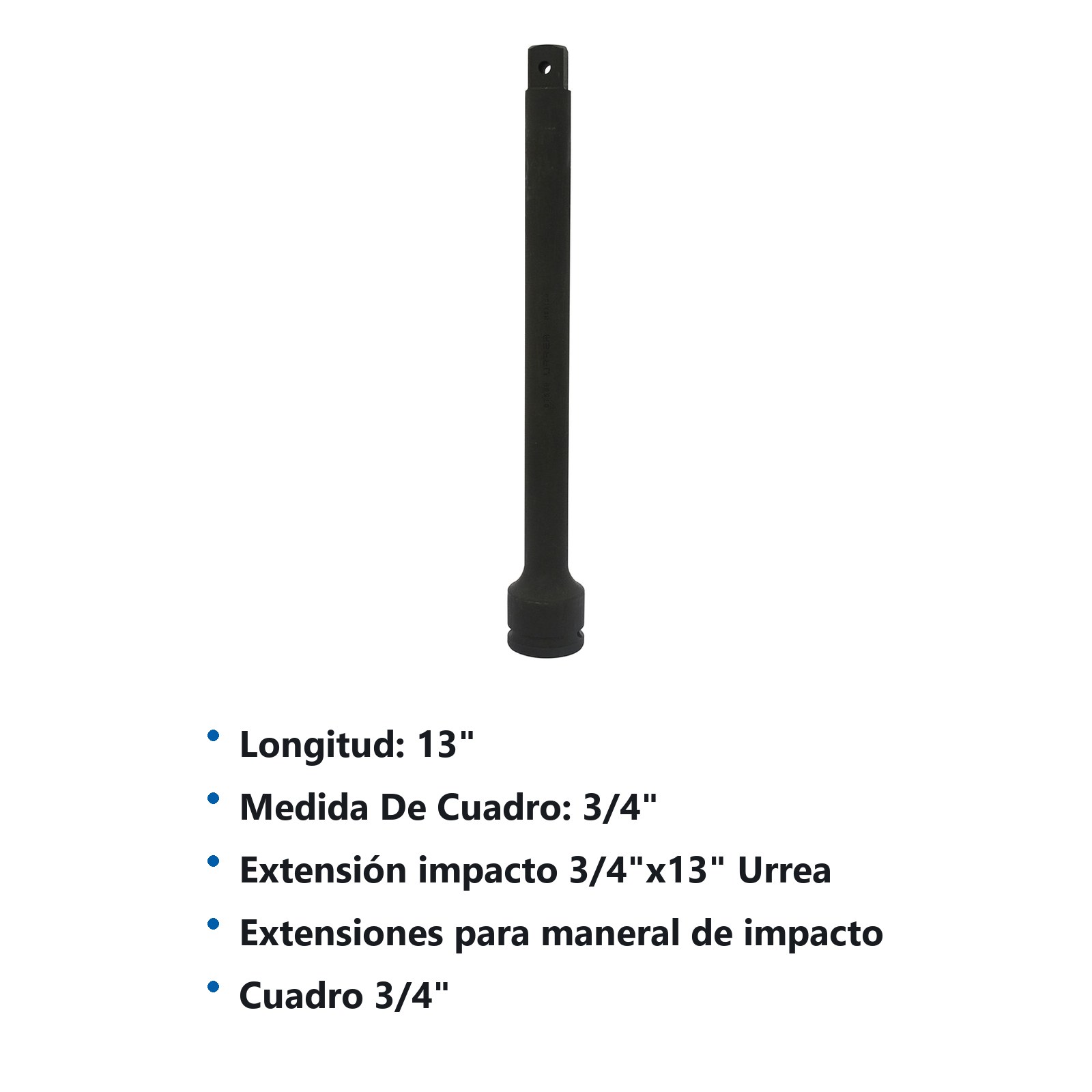 Extensión con barreno pasado para dado de impacto cuadro de 3/4", 13" Urrea - Imagen 3