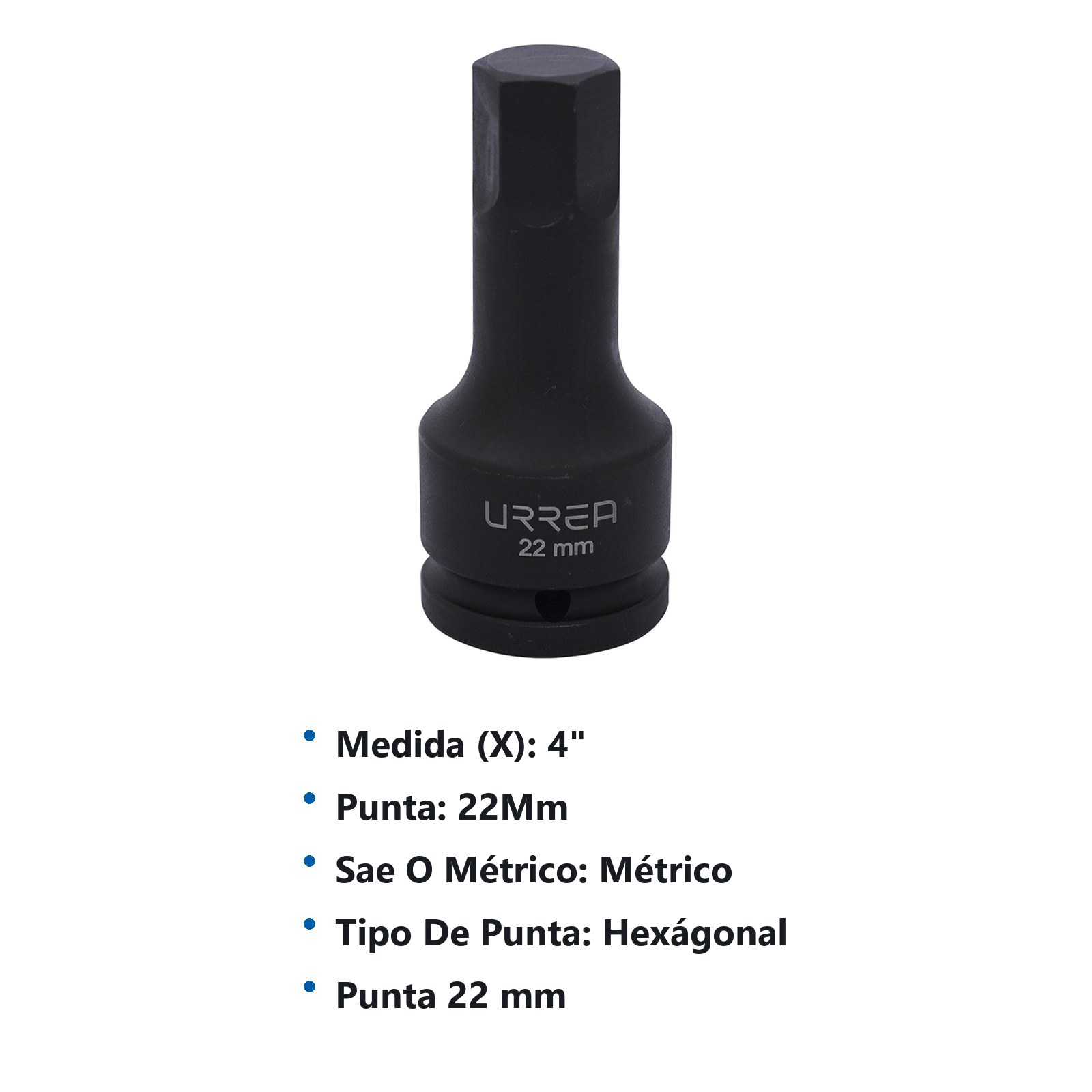 Dado de impacto con punta hexagonal cuadro de 3/4", métrico, 22 mm Urrea - Imagen 2