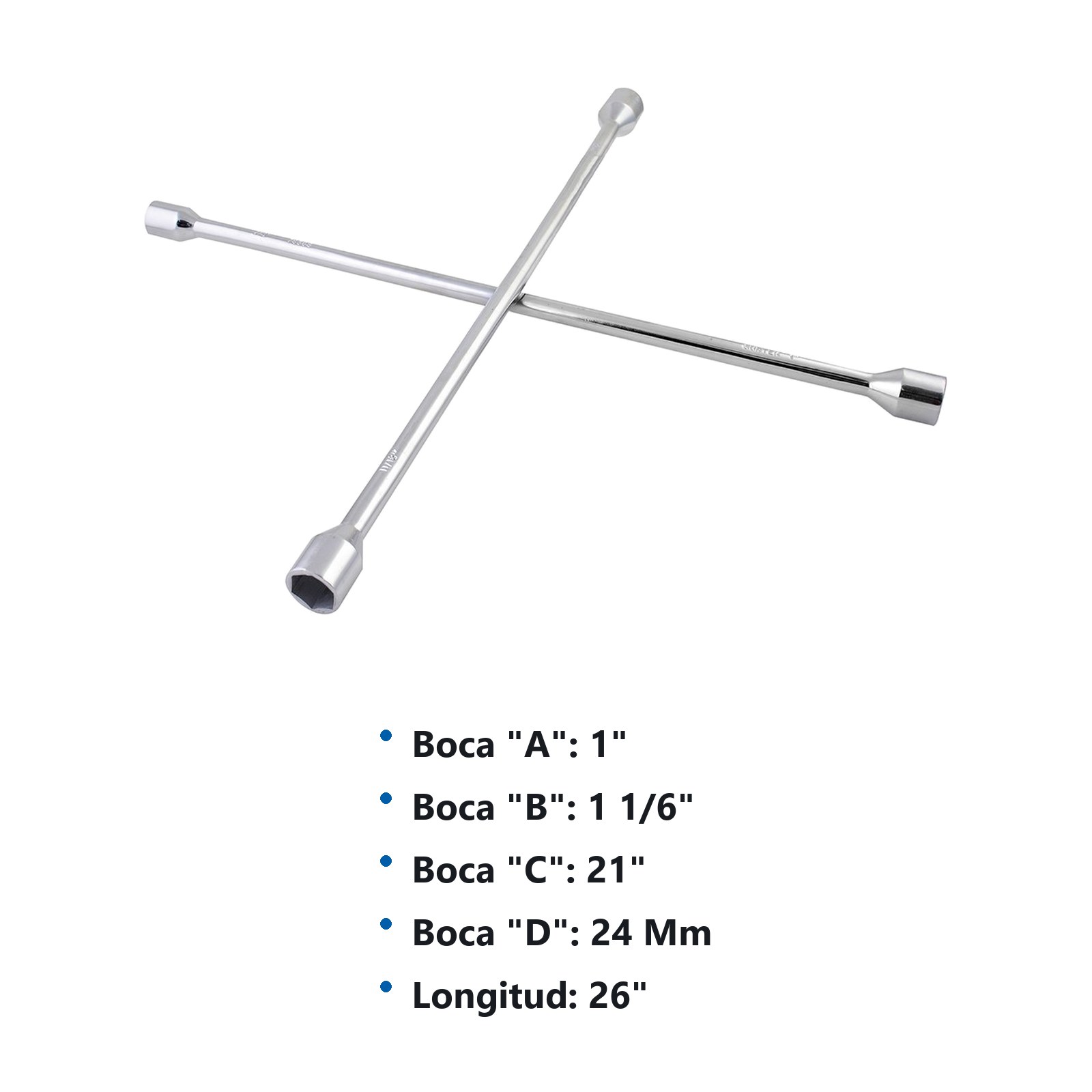 Llave de cruz cromada para minibús y camioneta doble rodado 26" Surtek - Imagen 2