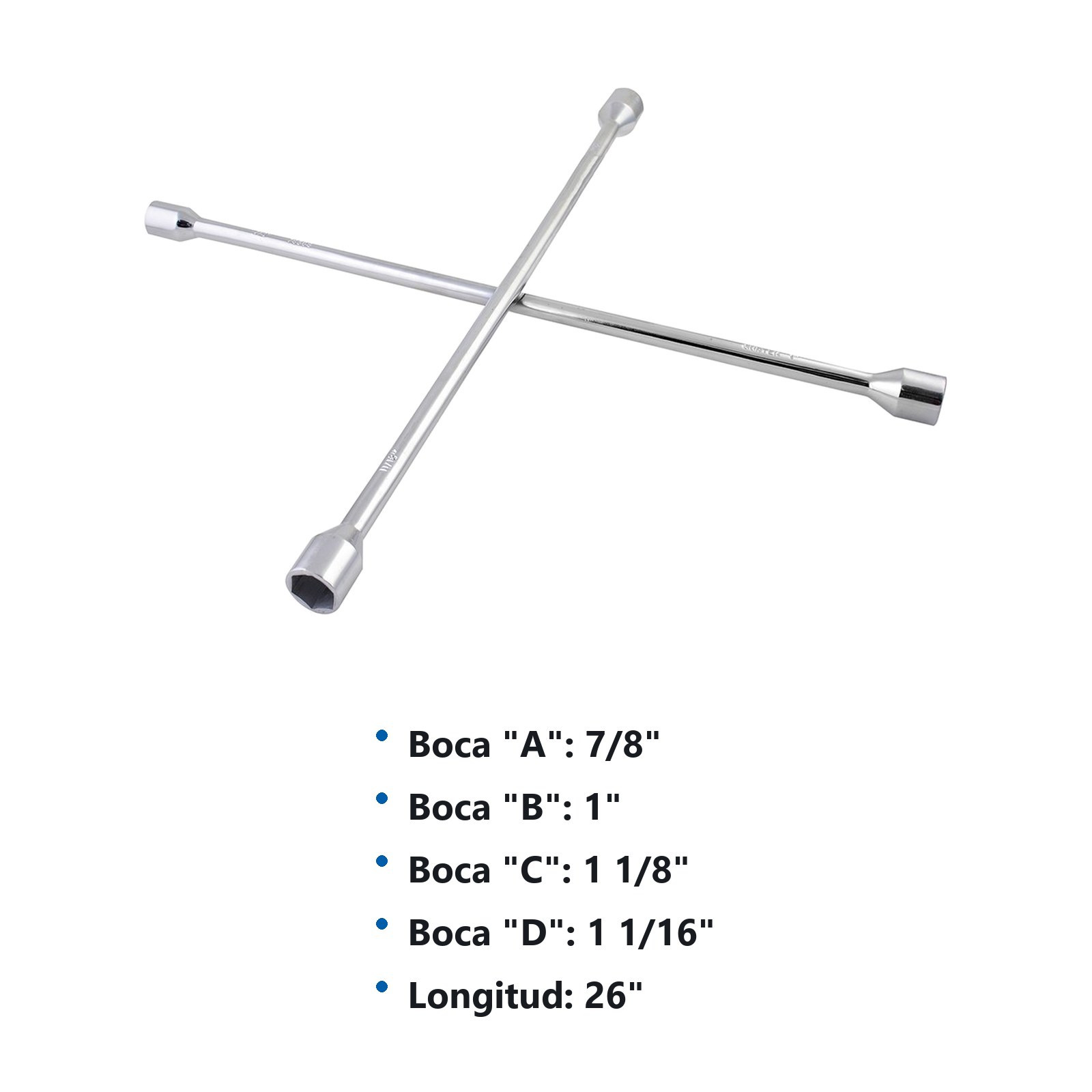 Llave de cruz cromada para minibús y camioneta doble rodado 26" Surtek - Imagen 2