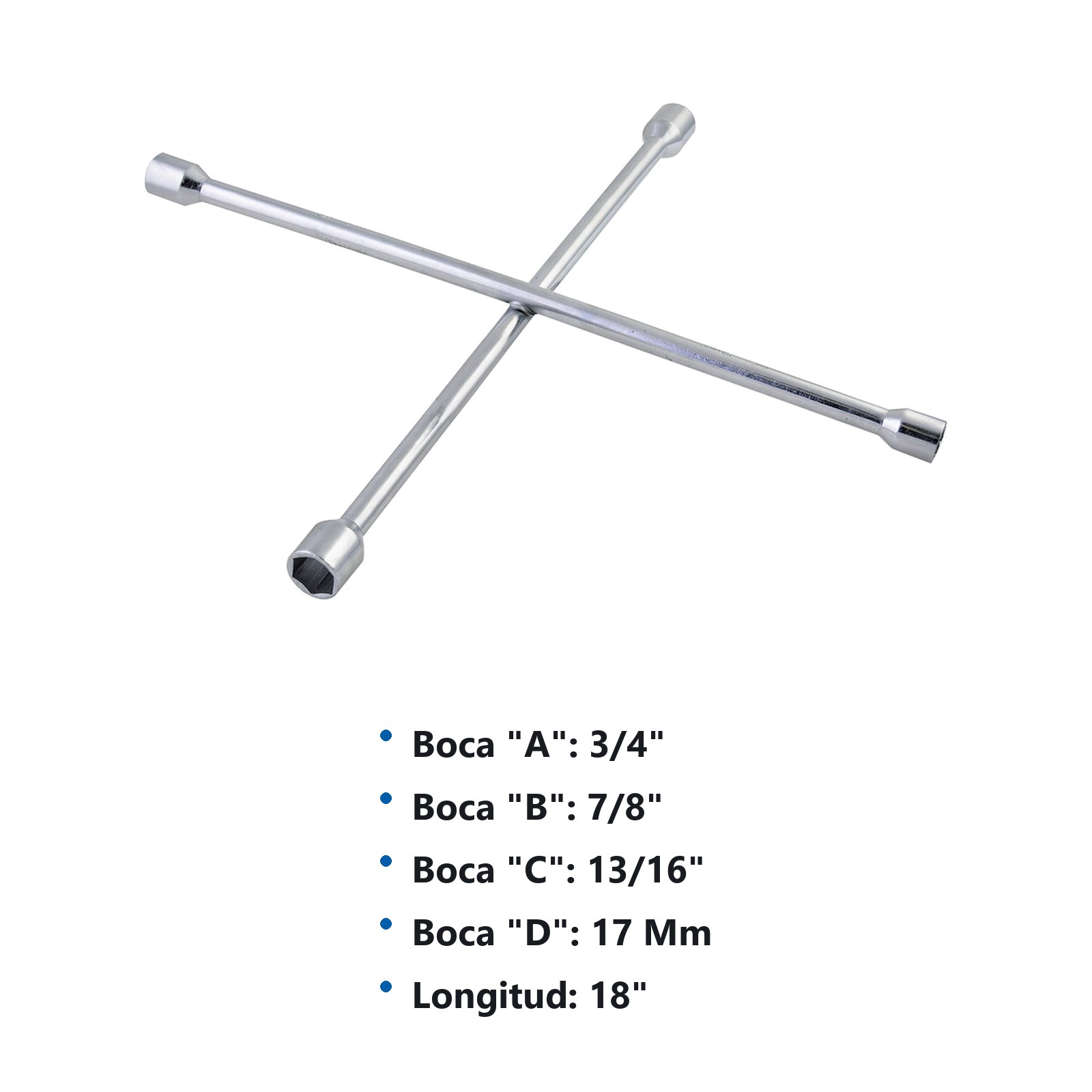 Llave de cruz cromada para automóvil y camionetas pick-up 18" Surtek - Imagen 3