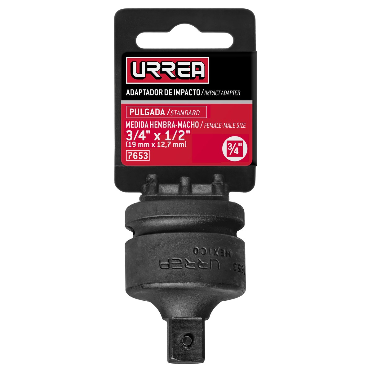 Adaptador con perno para dado de impacto cuadro de 3/4" hembra a 1/2" macho Urrea - Imagen 2