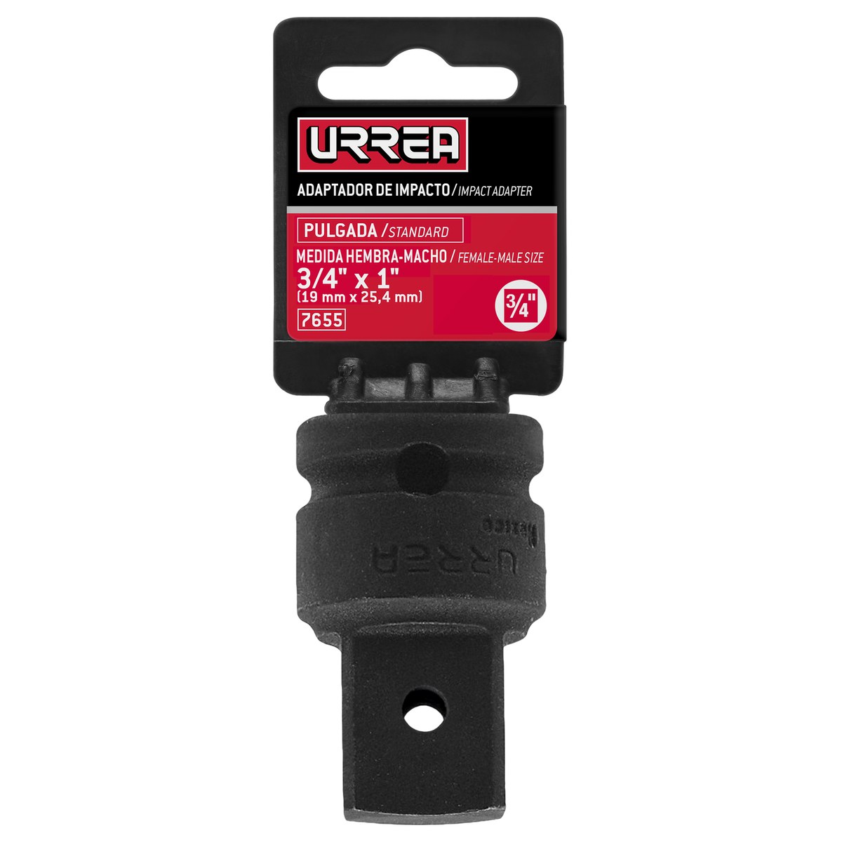 Adaptador con barreno pasado para dado de impacto cuadro de 3/4" hembra a 1" macho Urrea - Imagen 2