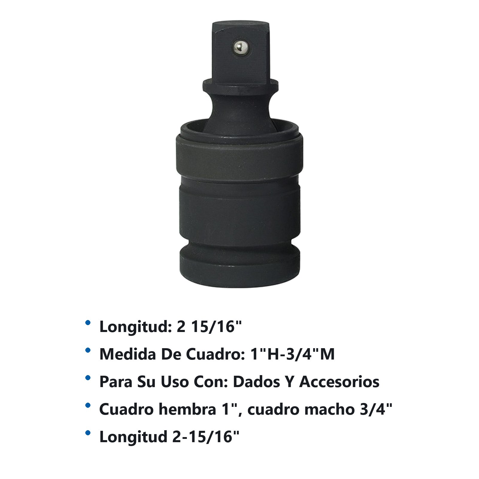 Adaptador con balín para dado de impacto cuadro de 1" hembra a 3/4" macho Urrea - Imagen 2