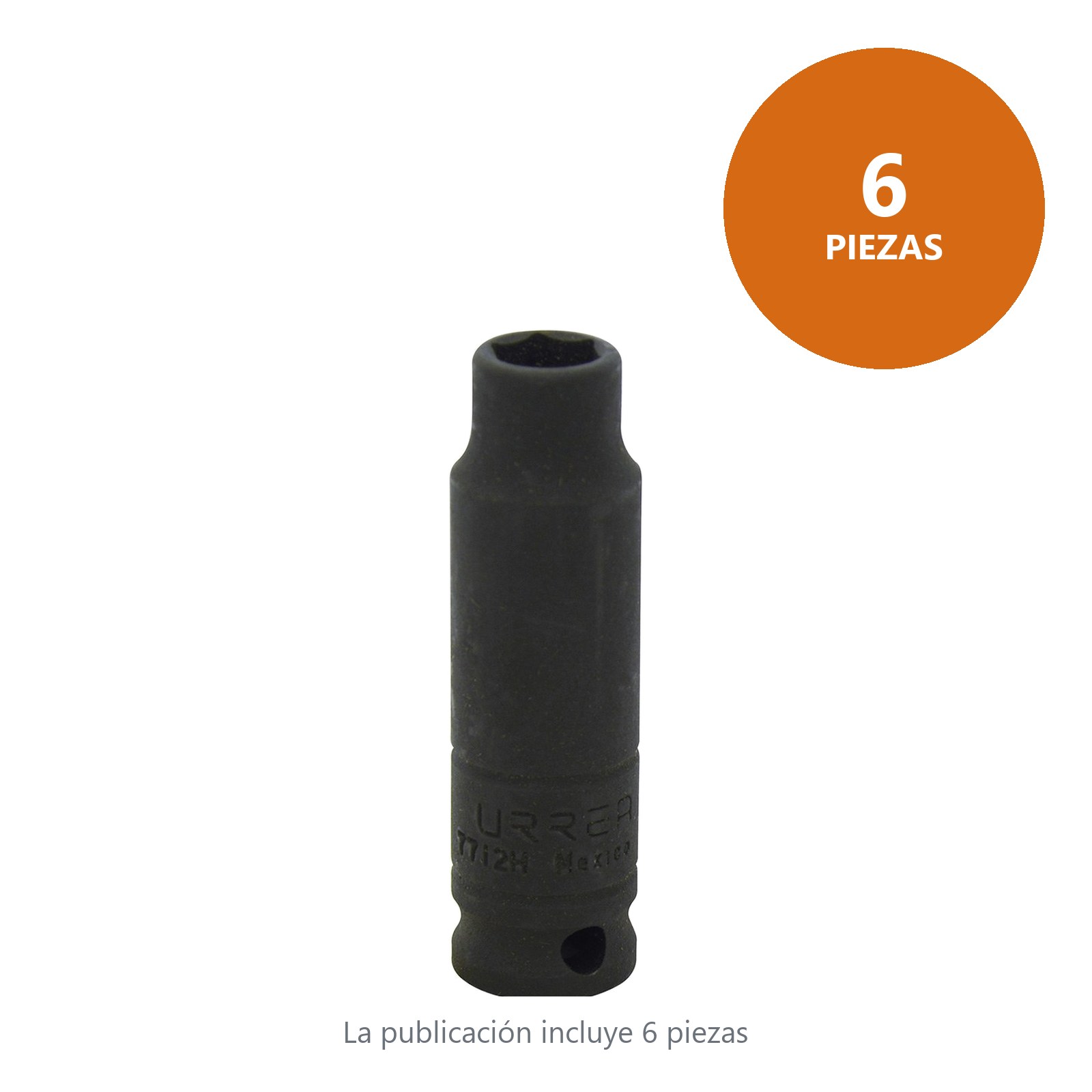 Dado de impacto largo cuadro de 3/8", 6 puntas, en pulgadas, 3/8" Urrea - Imagen 2