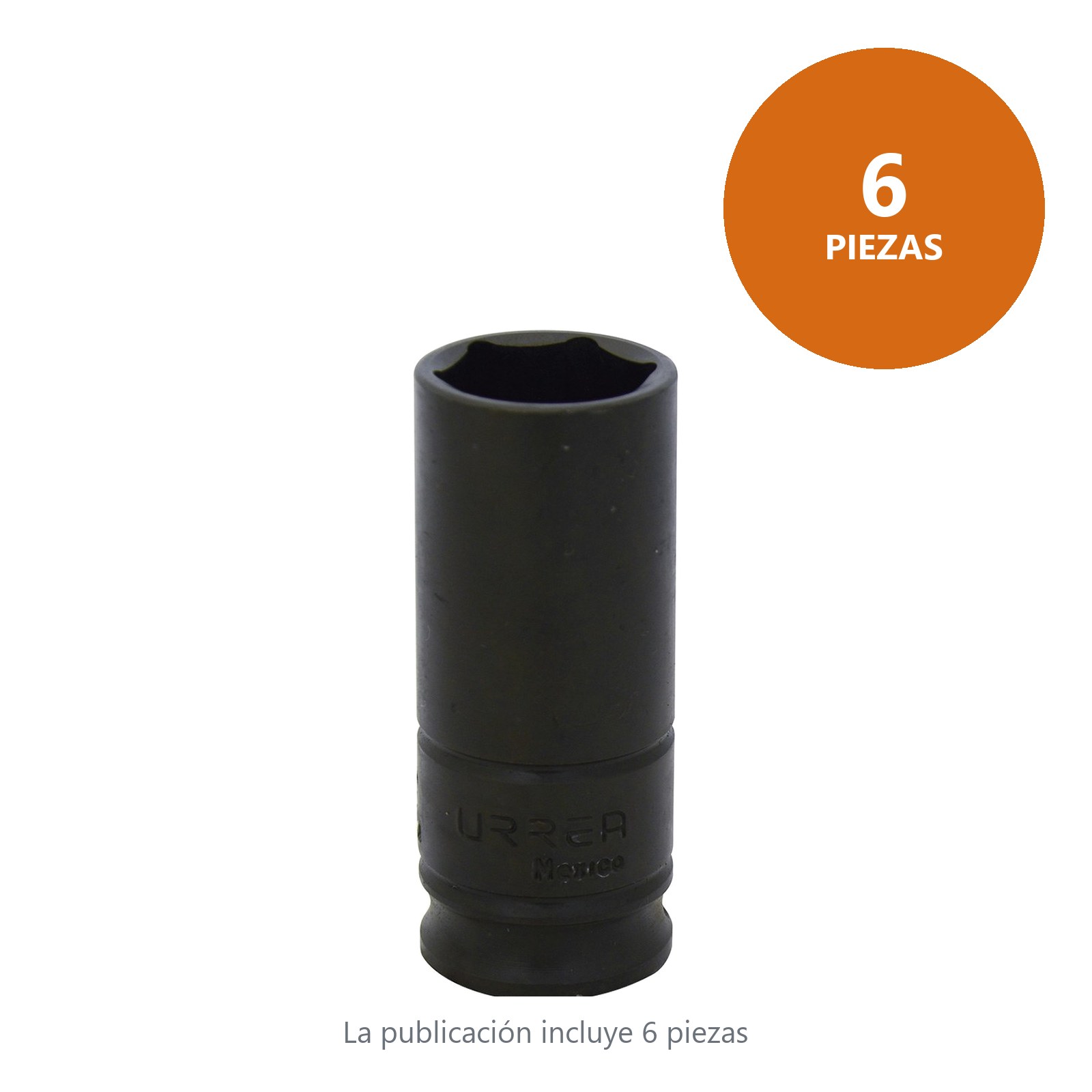 Dado de impacto largo cuadro de 3/8", 6 puntas, en pulgadas, 11/16" Urrea - Imagen 2