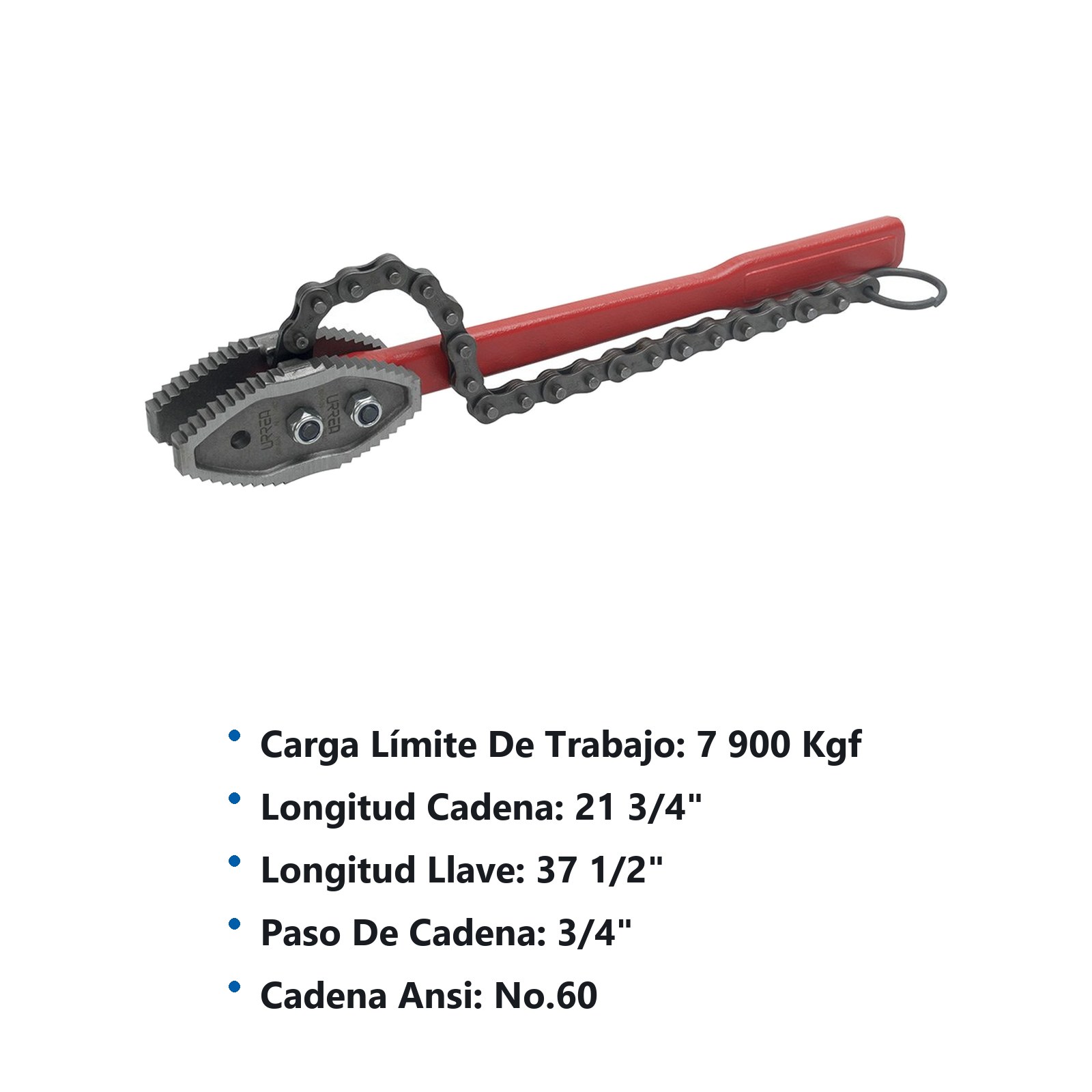 Llave de cadena tipo caimán para tubos de 4" Urrea - Imagen 3