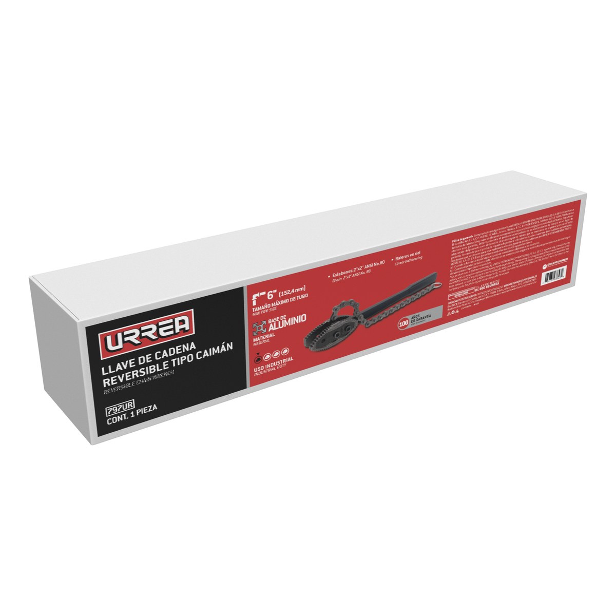 Llave de cadena tipo caimán para tubos de 6" Urrea - Imagen 2