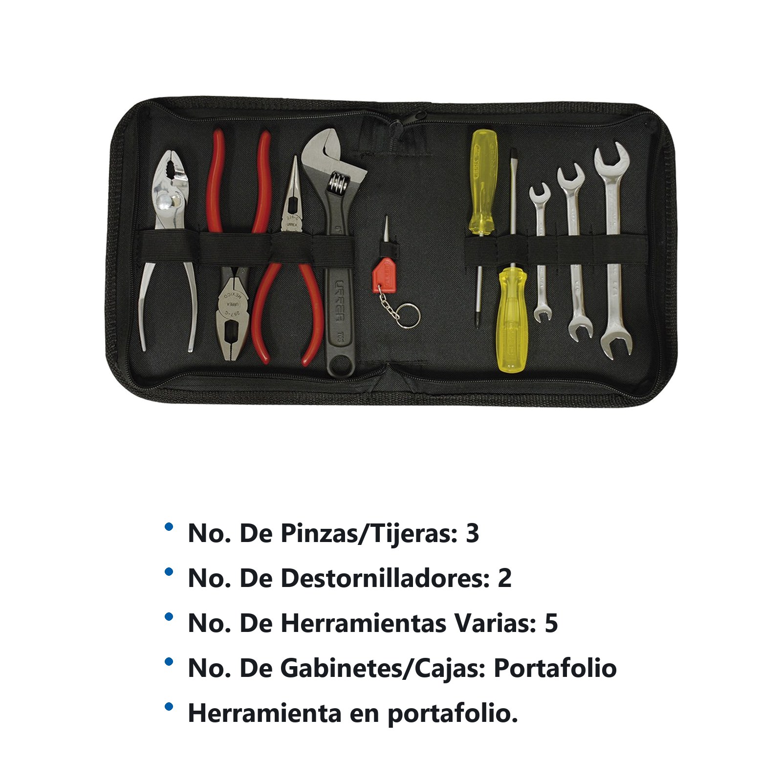 Juego combinado de herramientas 10 piezas, con portafolio Urrea - Imagen 3