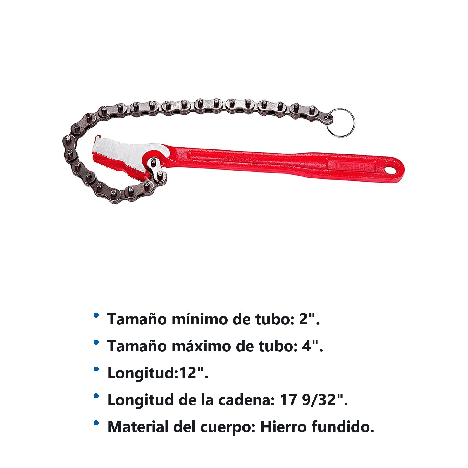 Llave universal de cadena reversible para tubos de 4" Urrea - Imagen 2