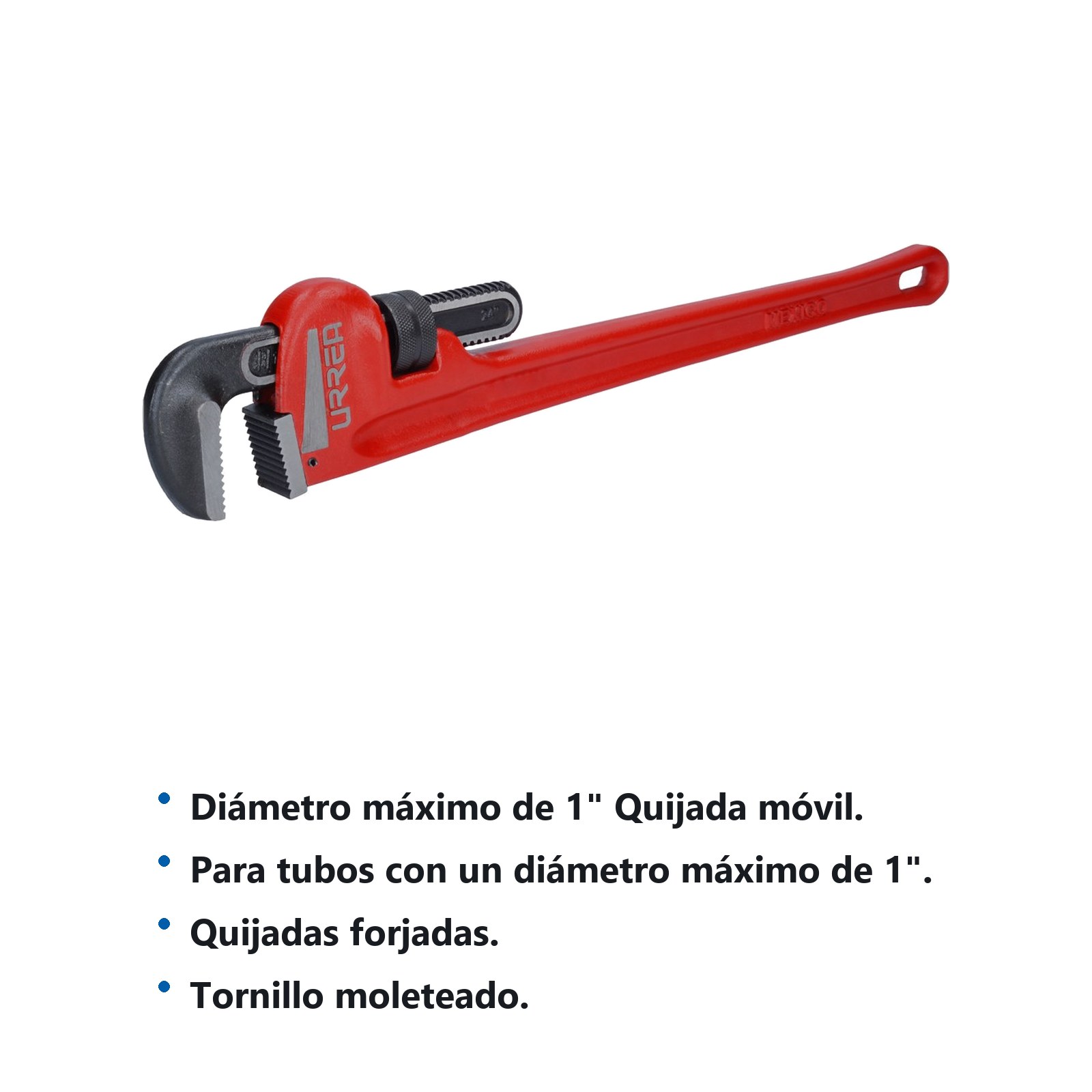 Llave stillson de hierro maleable de 8" Urrea - Imagen 2