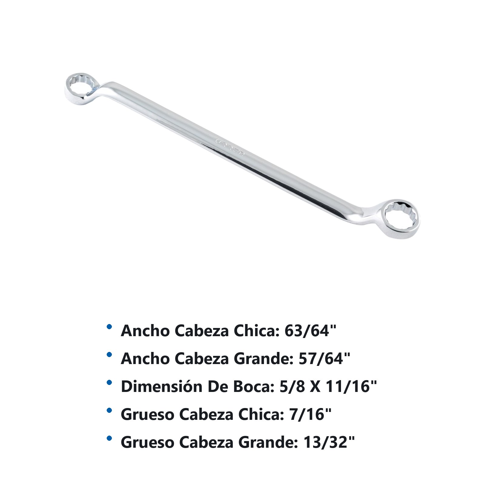 Llave de estrías pulido espejo de 45° en pulgadas, 12 puntas, 5/8" x 11/16" Urrea - Imagen 3