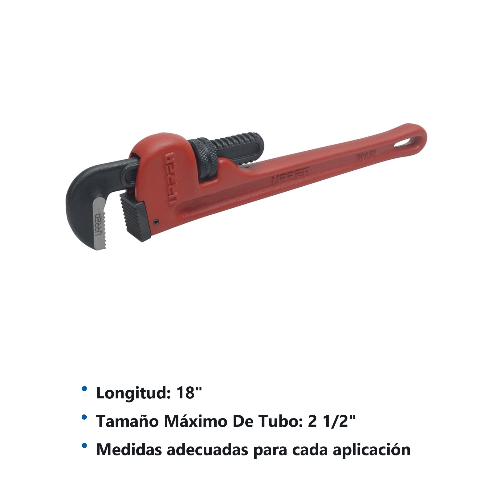 Llave stillson de hierro maleable de 18" Urrea - Imagen 2