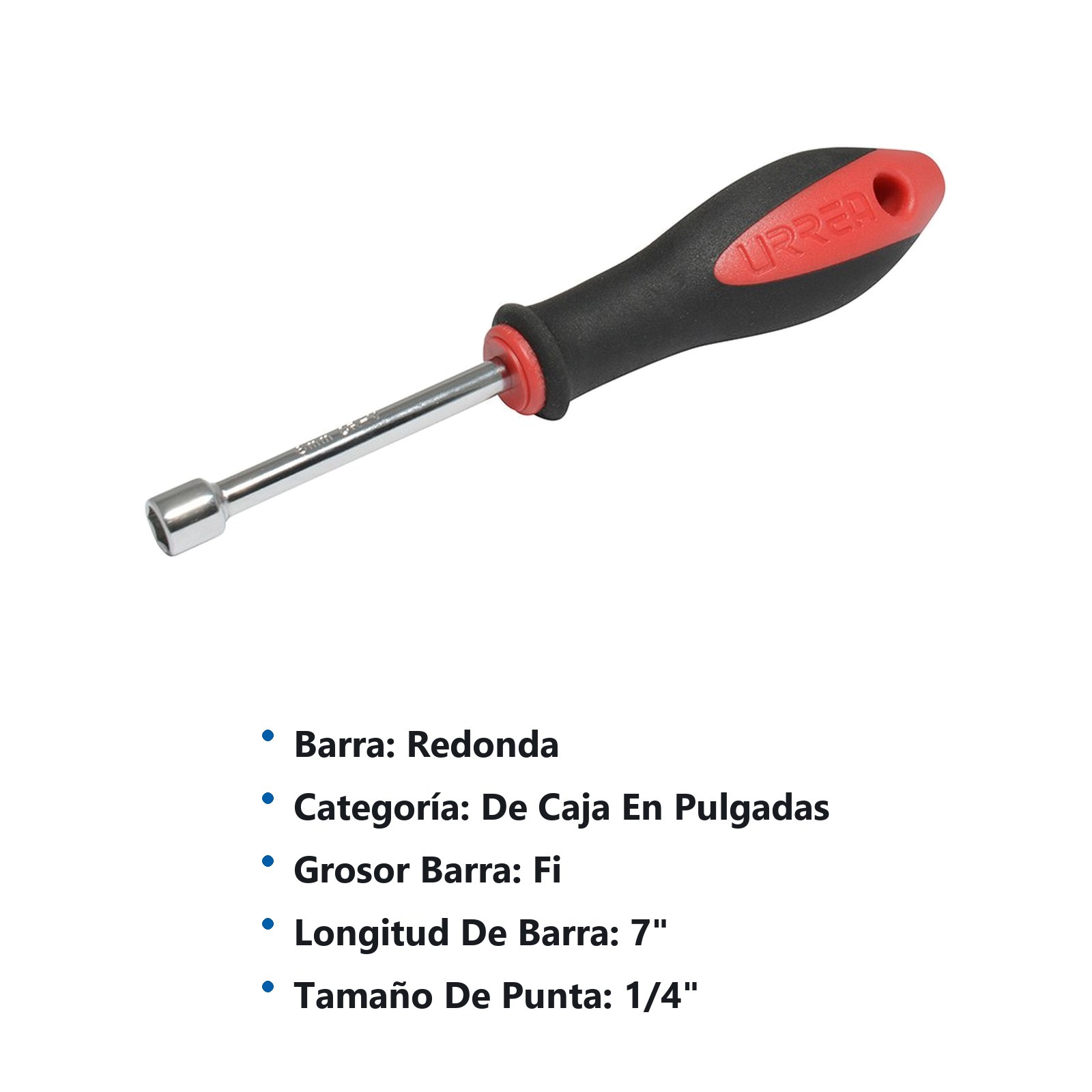 Destornillador con mango bimaterial, de caja en pulgadas 1/4" x 3" Urrea - Imagen 2