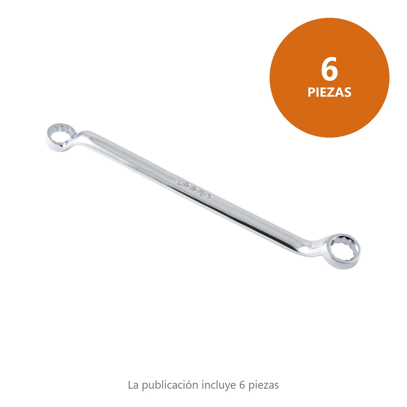 Llave de estrías pulido espejo de 45° métrica, 12 puntas, 24 x 26 mm Urrea - Imagen 2