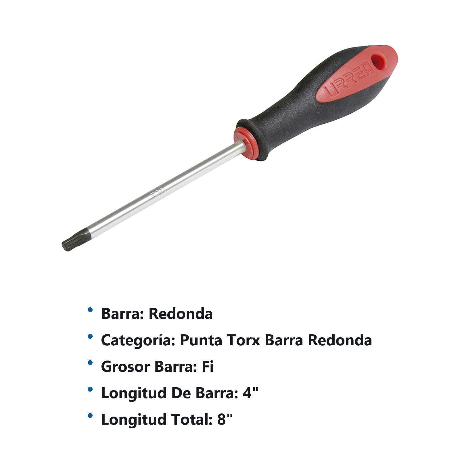 Destornillador con mango bimaterial, punta Torx barra redonda T30 x 4" Urrea - Imagen 2