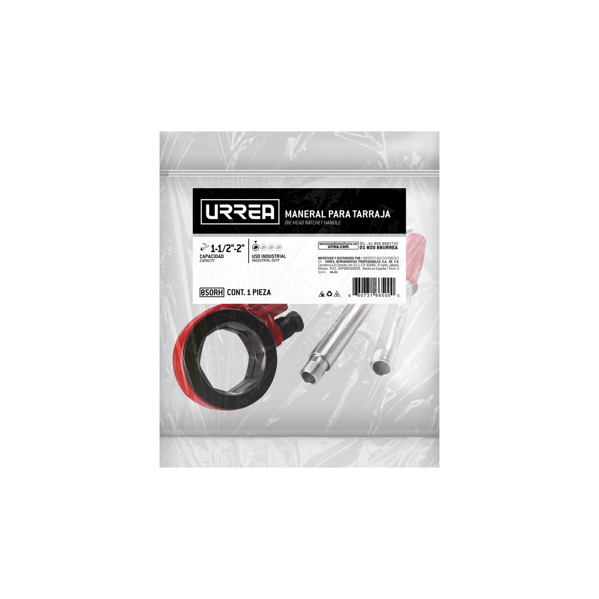 Maneral para tarraja tipo matraca de 1-1/2" a  2" Urrea - Imagen 2