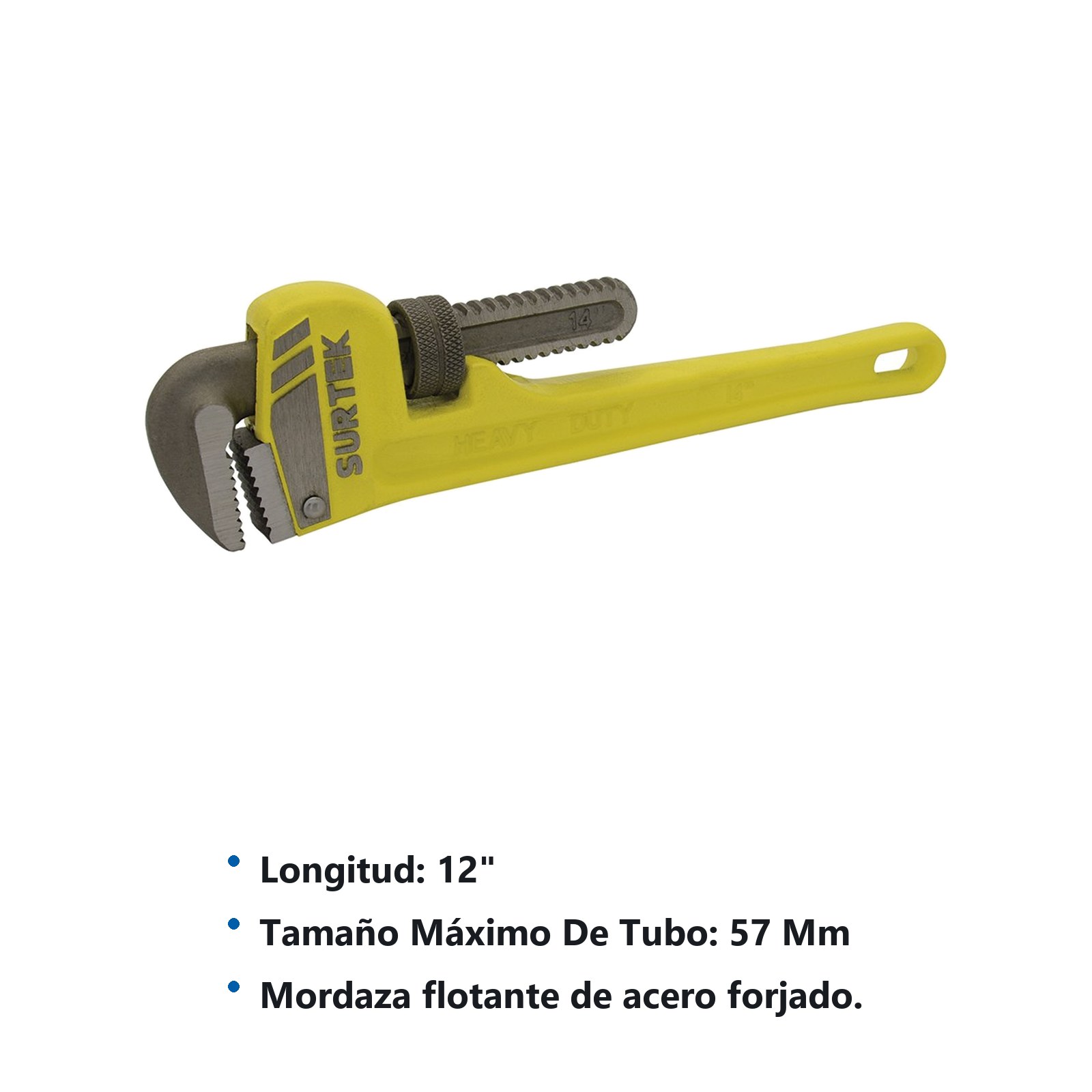 Llave stillson de hierro maleable de 12" Surtek - Imagen 2