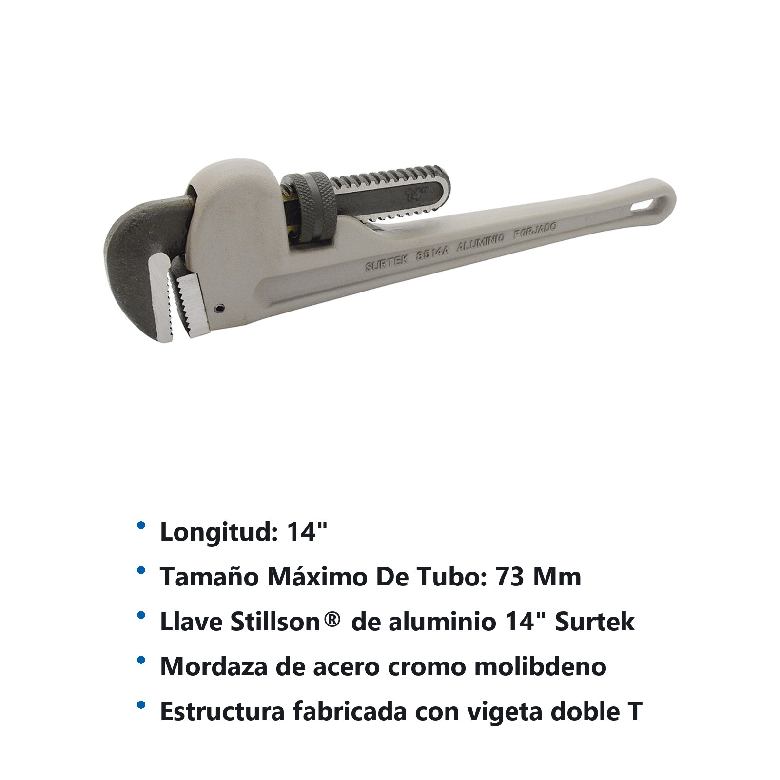Llave stillson de aluminio de 14" Surtek - Imagen 2