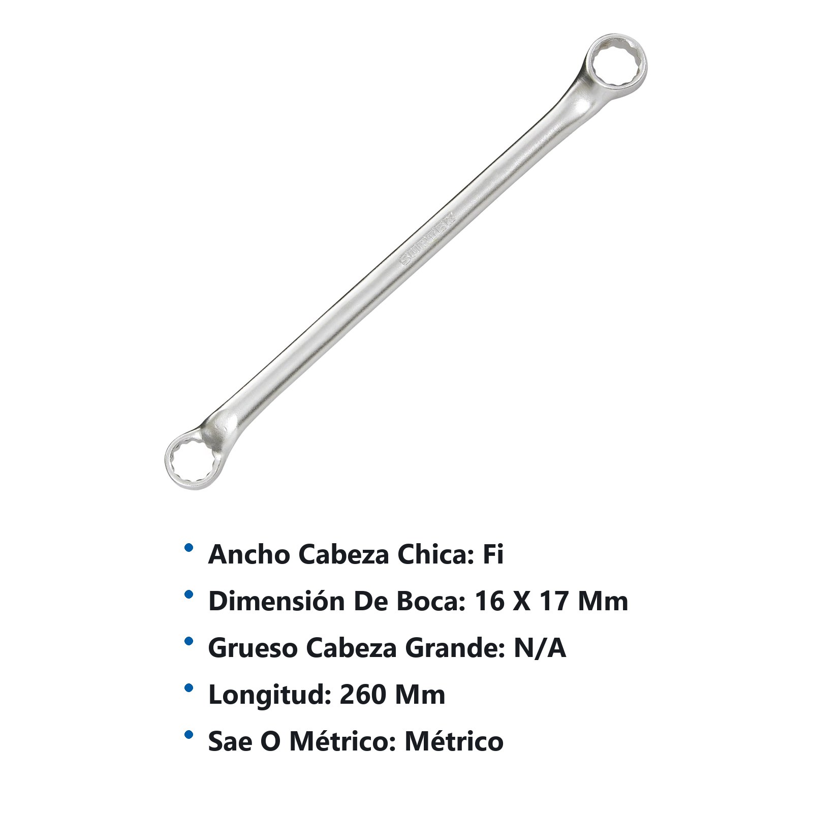Llave de estrías pulido espejo de 45° métrica, 12 puntas, 16 x 17 mm Surtek - Imagen 3