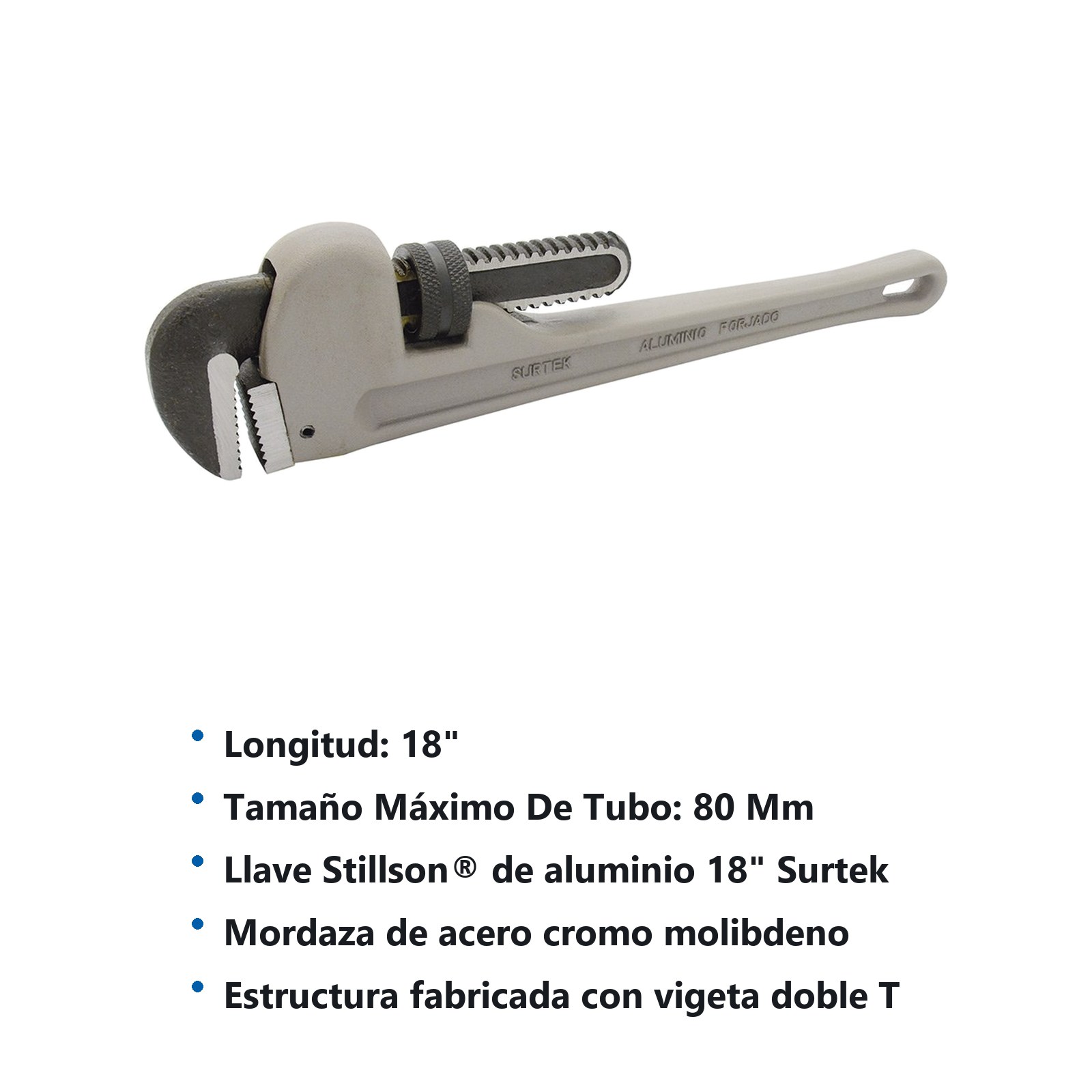 Llave stillson de aluminio de 18" Surtek - Imagen 2