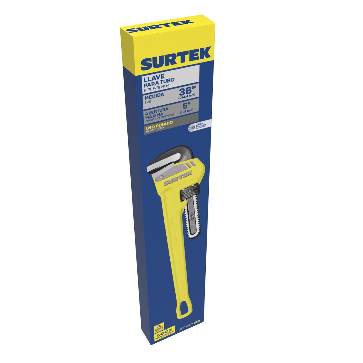 Llave stillson de hierro maleable de 36" Surtek - Imagen 2