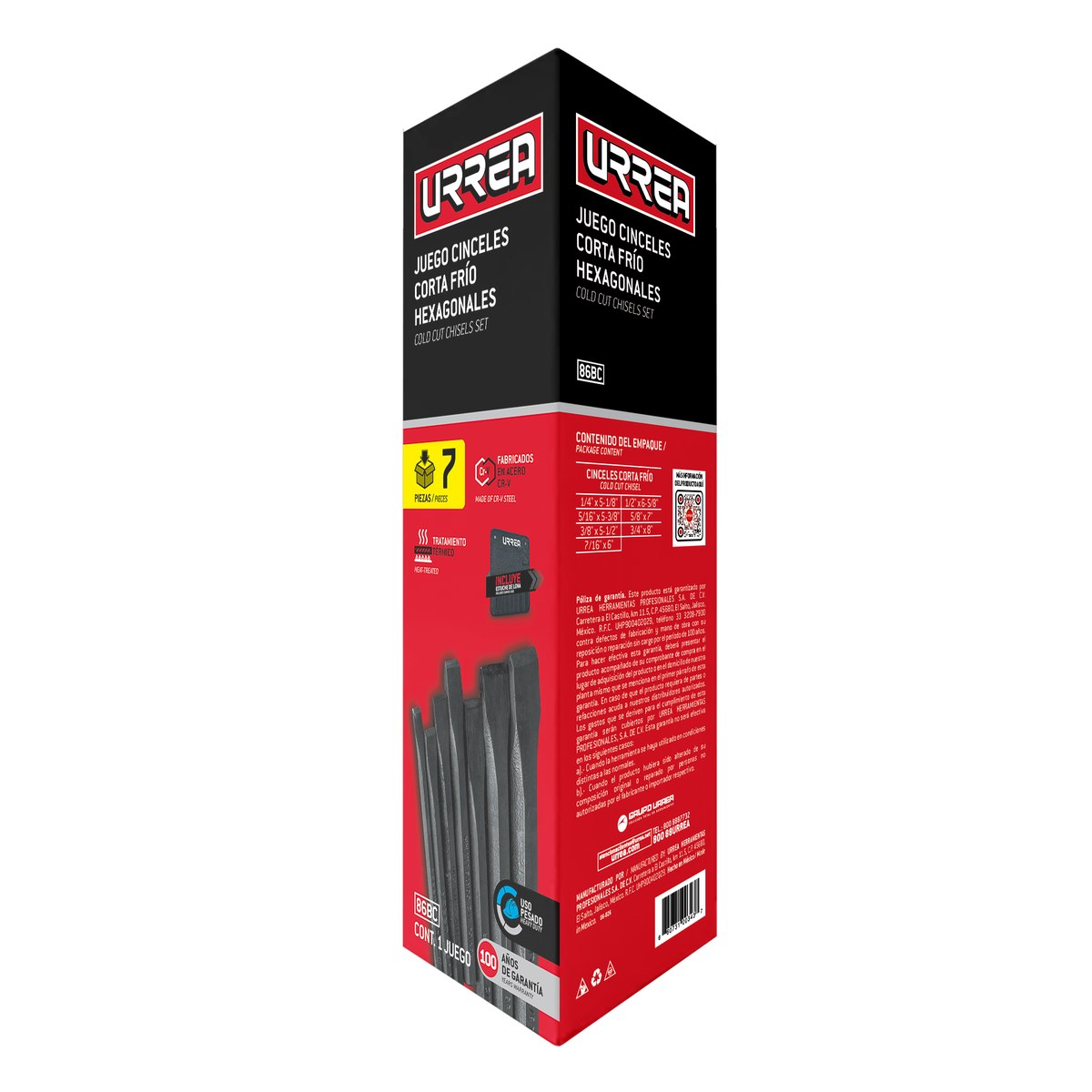 Juego combinado de cinceles corta frío, 7 piezas Urrea - Imagen 2