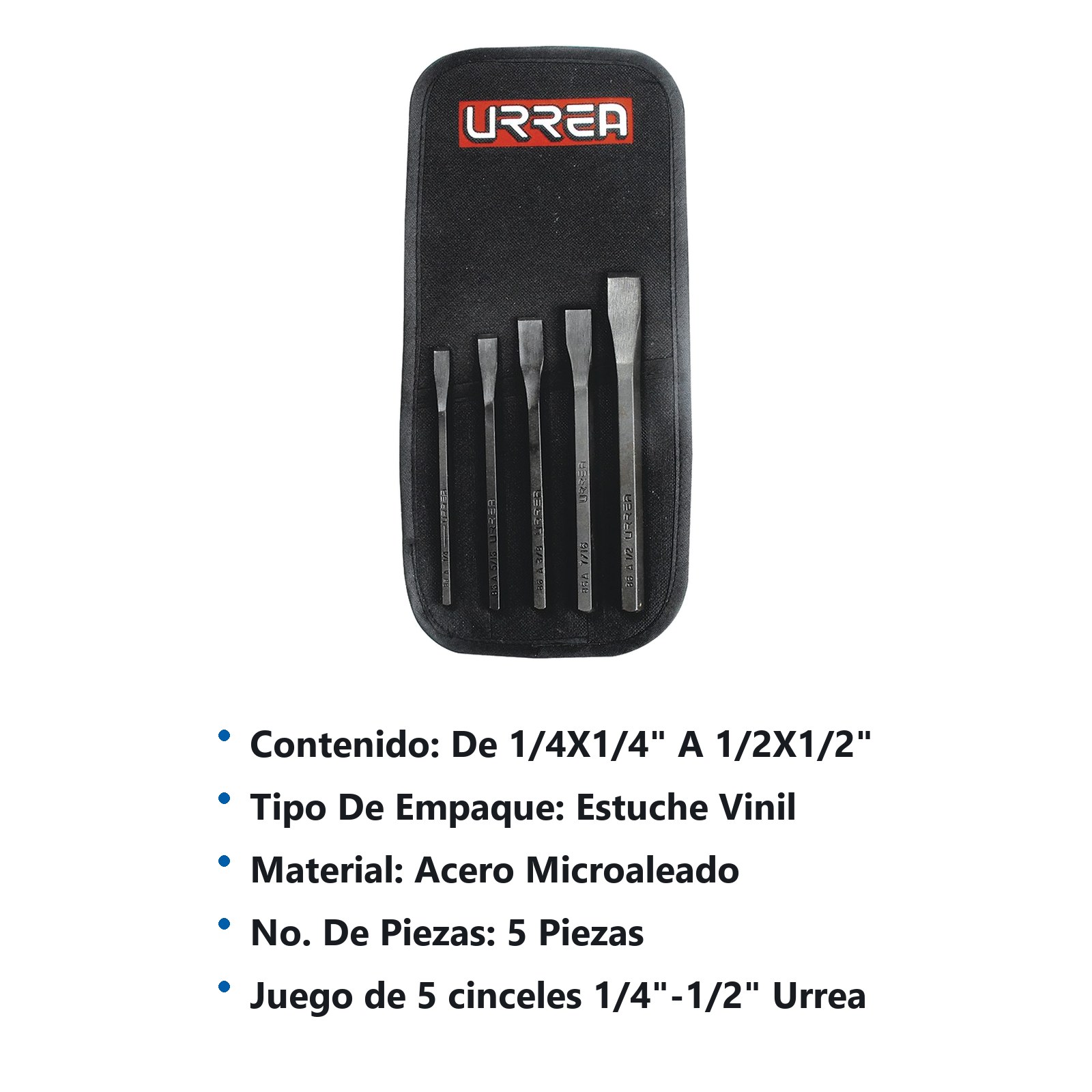 Juego combinado de cinceles corta frío, 5 piezas Urrea - Imagen 3