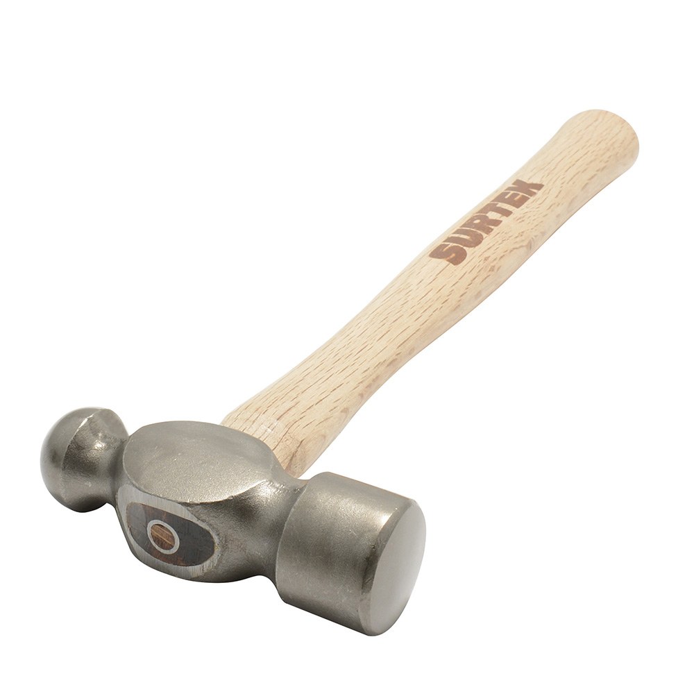 Martillo de bola pulido con mango de madera de encino de 13", 8 oz Surtek