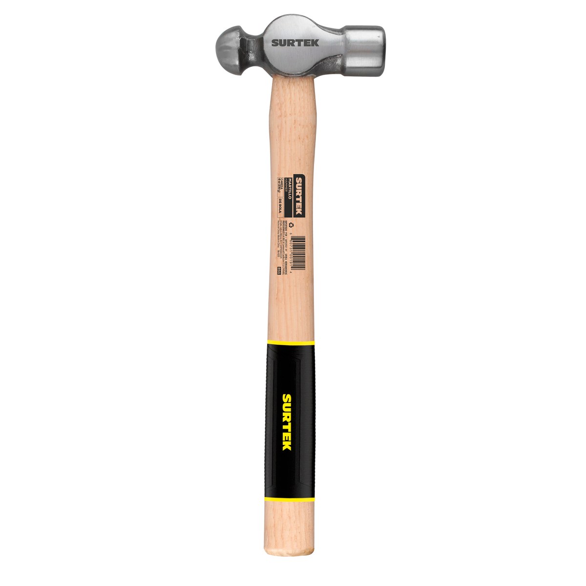 Martillo de bola pulido con mango de madera de encino de 13", 8 oz Surtek - Imagen 2